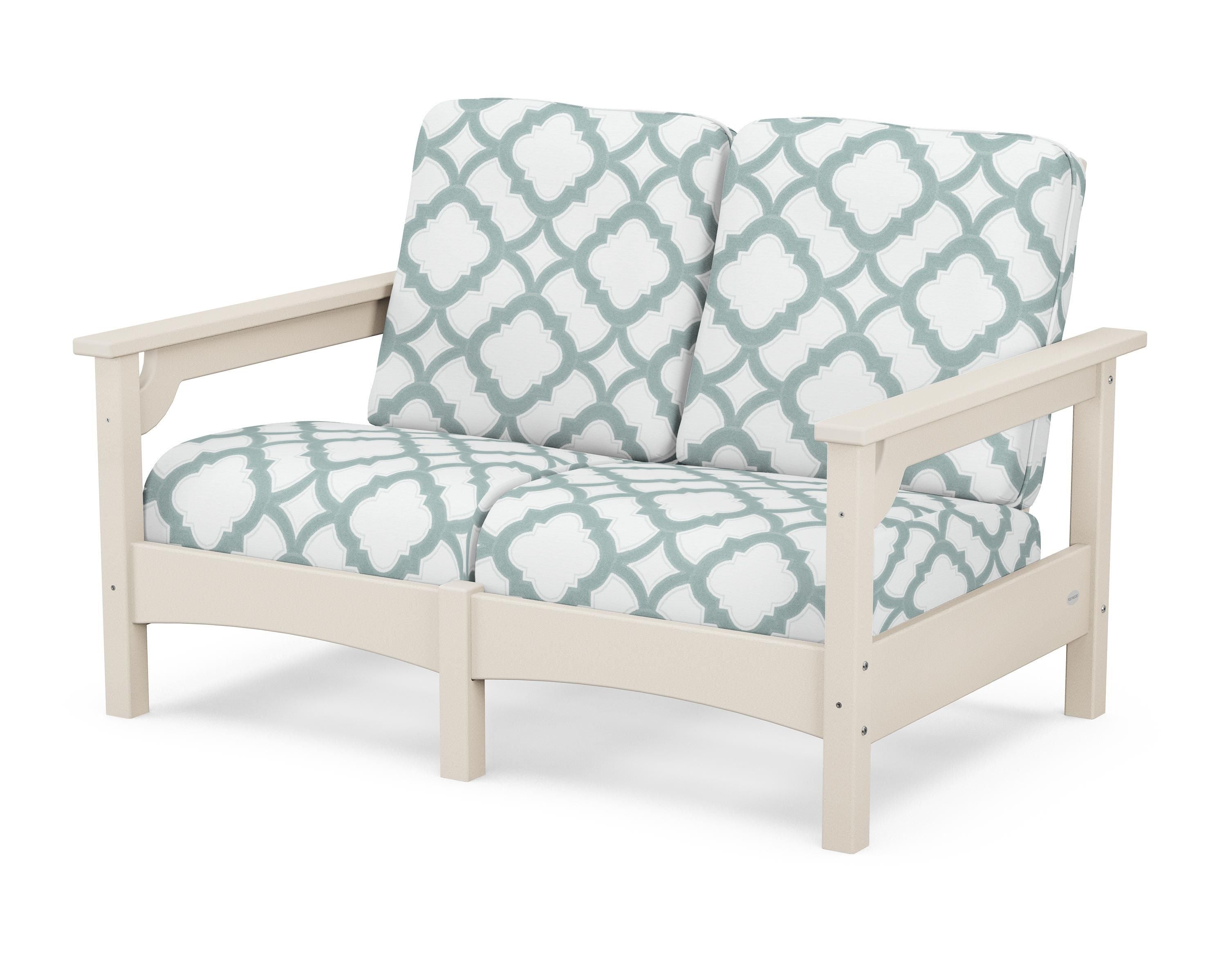 POLYWOOD® Club Loveseat in Sand / Trellis Glacier Spa