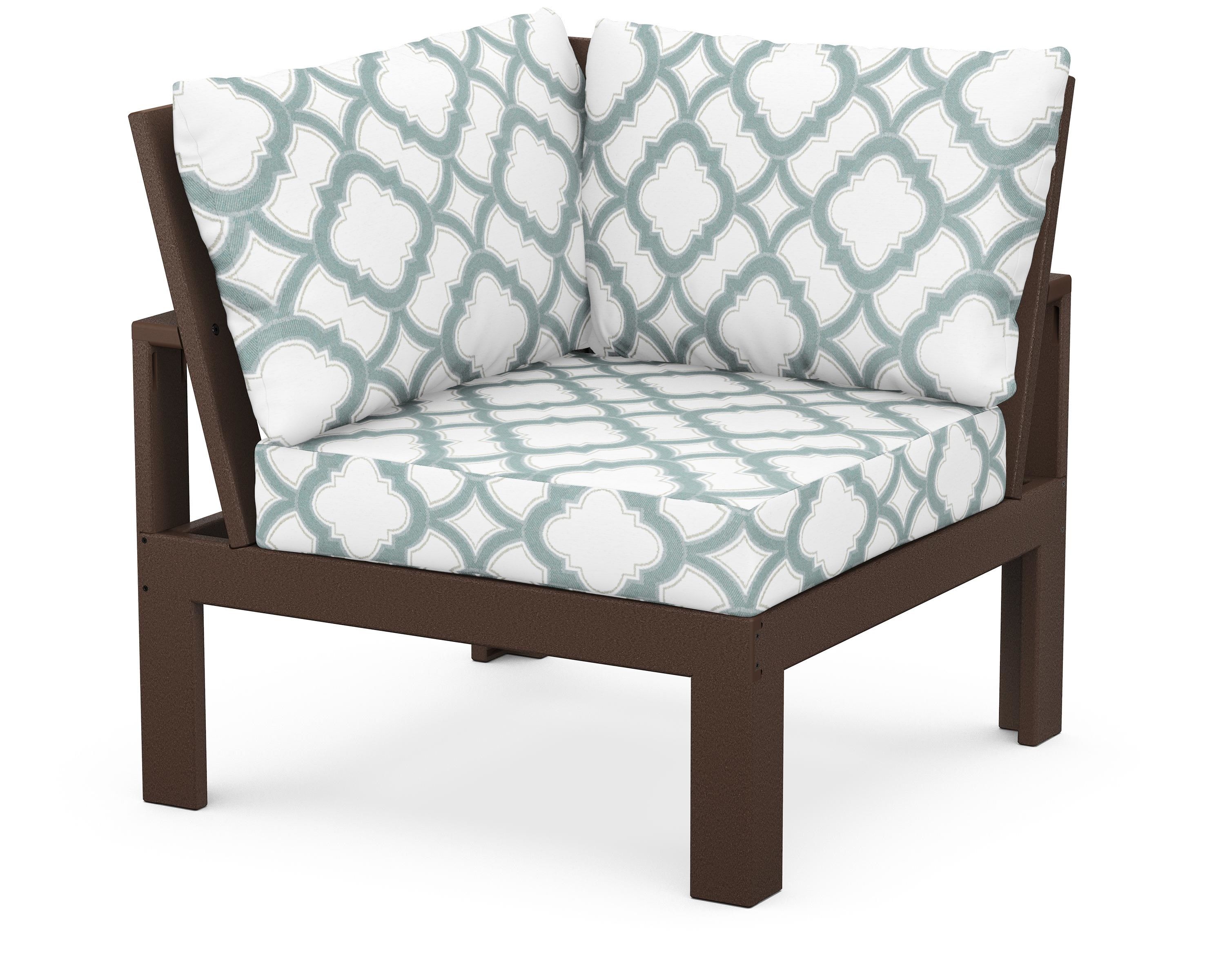Unbranded Modular Corner Chair in Mahogany / Trellis Glacier Spa