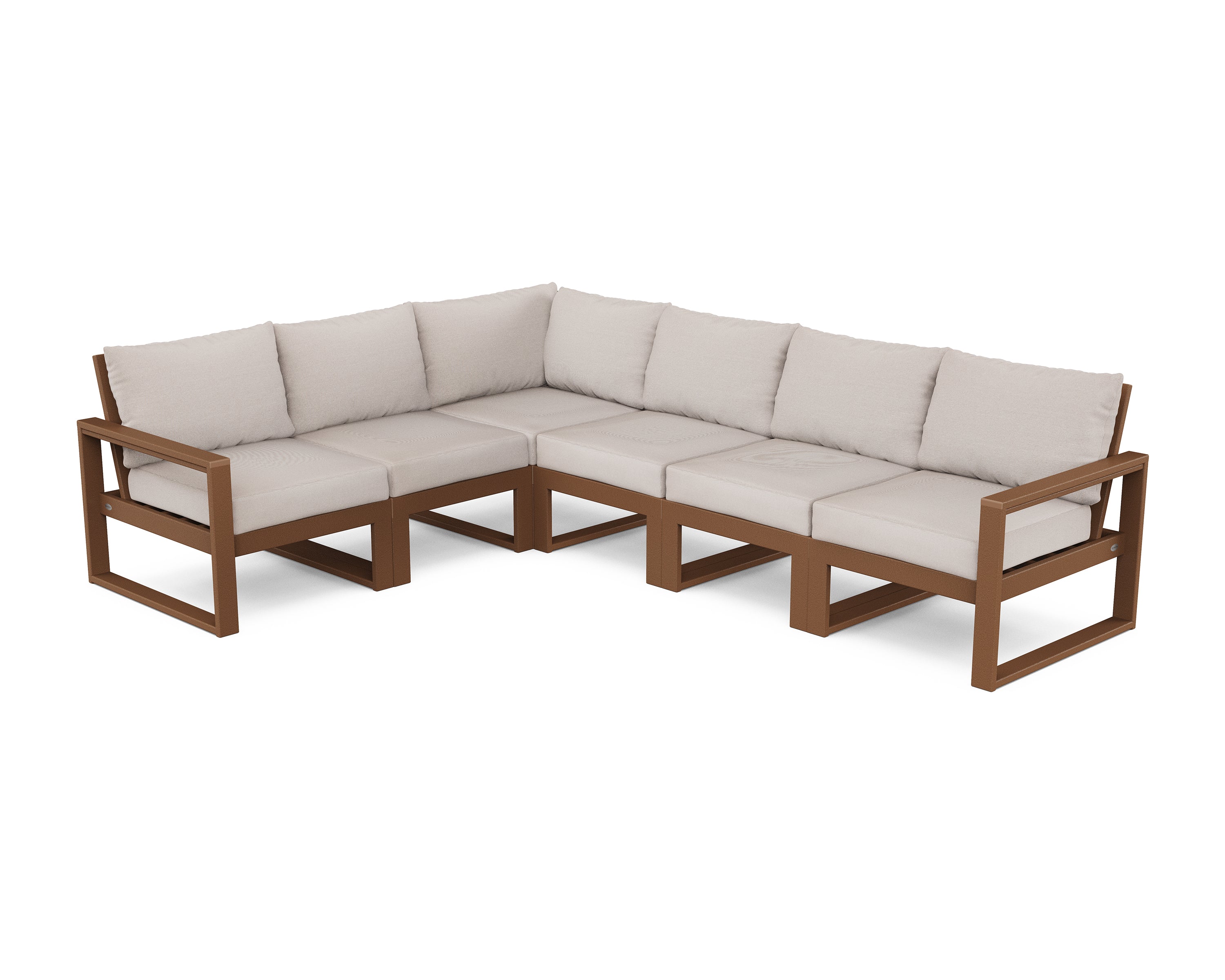 POLYWOOD® EDGE 6-Piece Modular Deep Seating Set in Teak / Dune Burlap