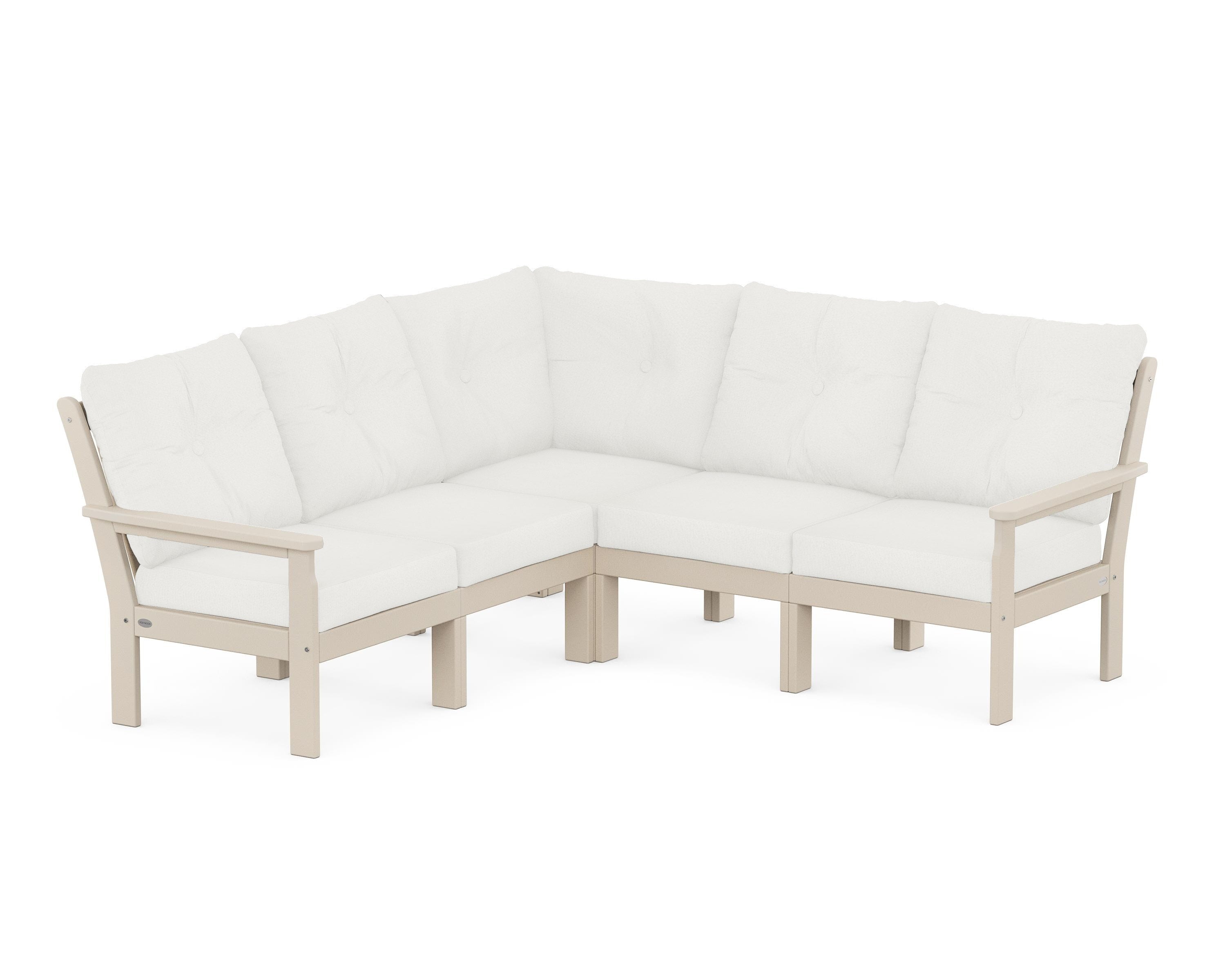 POLYWOOD® Vineyard 5-Piece Sectional in Sand / Natural Linen