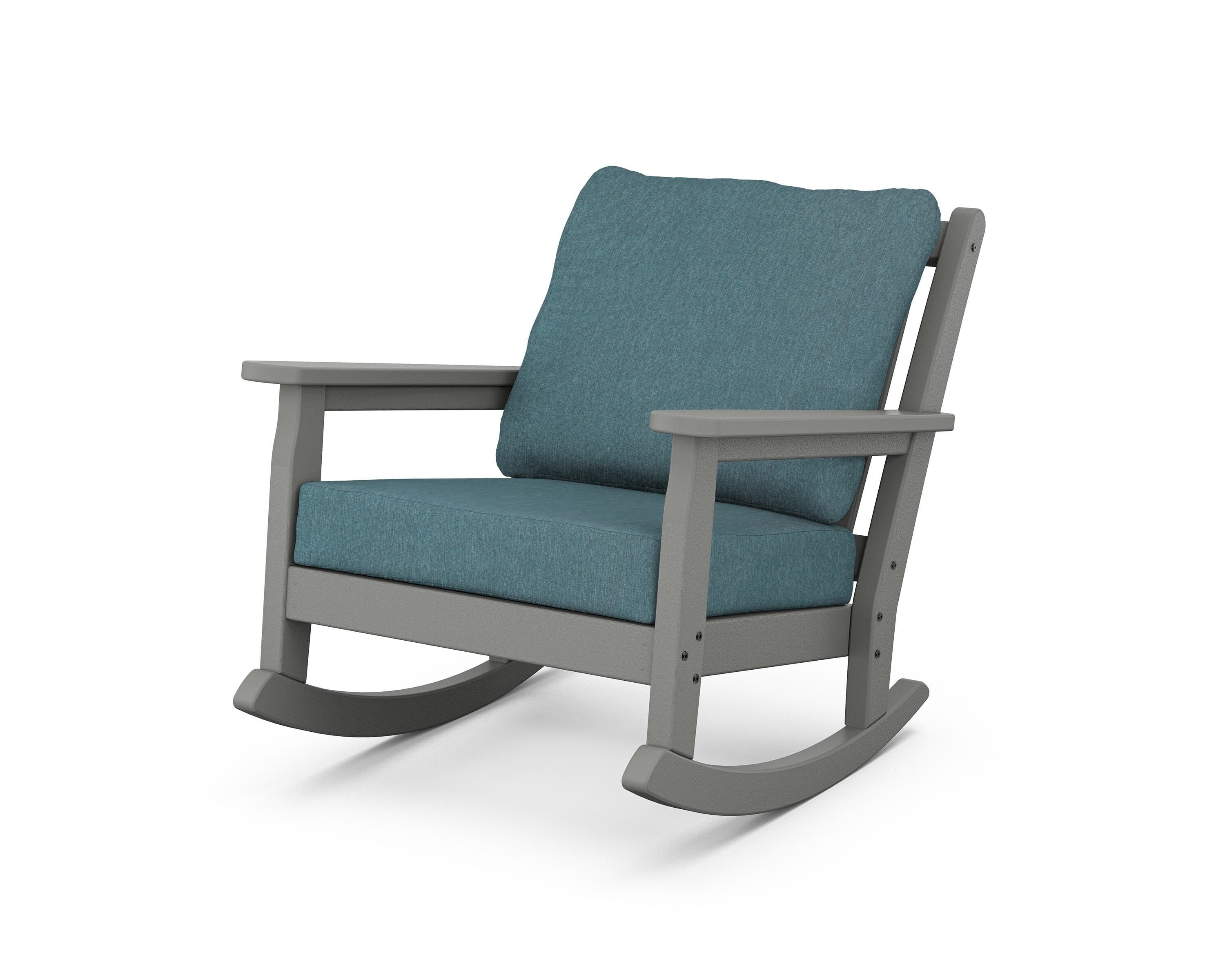 POLYWOOD® Chippendale Deep Seating Rocking Chair in Slate Grey / Ocean Teal