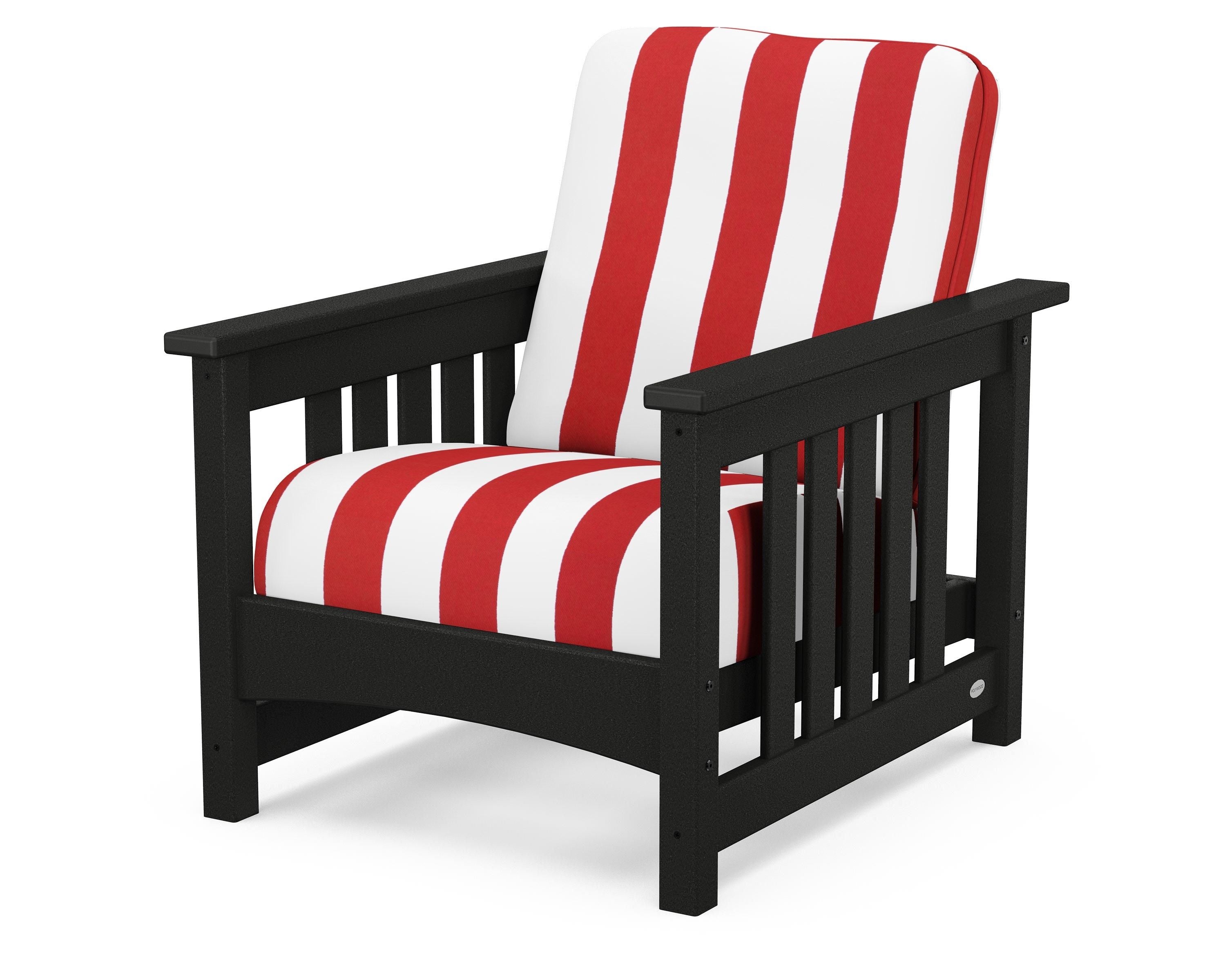 POLYWOOD® Club Mission Chair in Black / Cabana Stripe Crimson