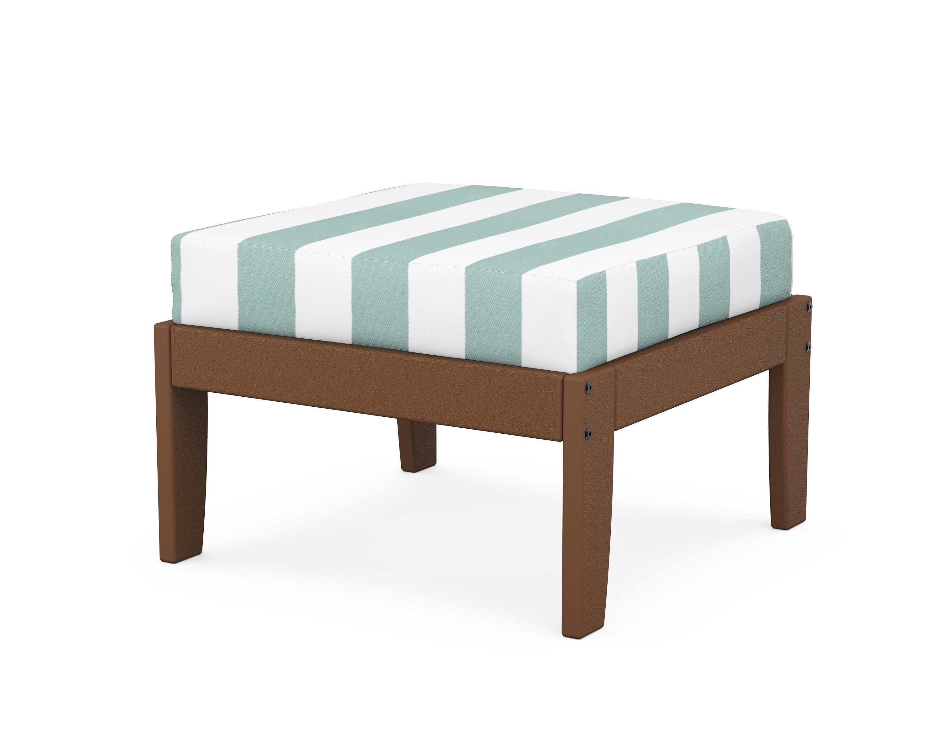 Unbranded Modular Ottoman - Classic in Teak / Cabana Stripe Glacier Spa