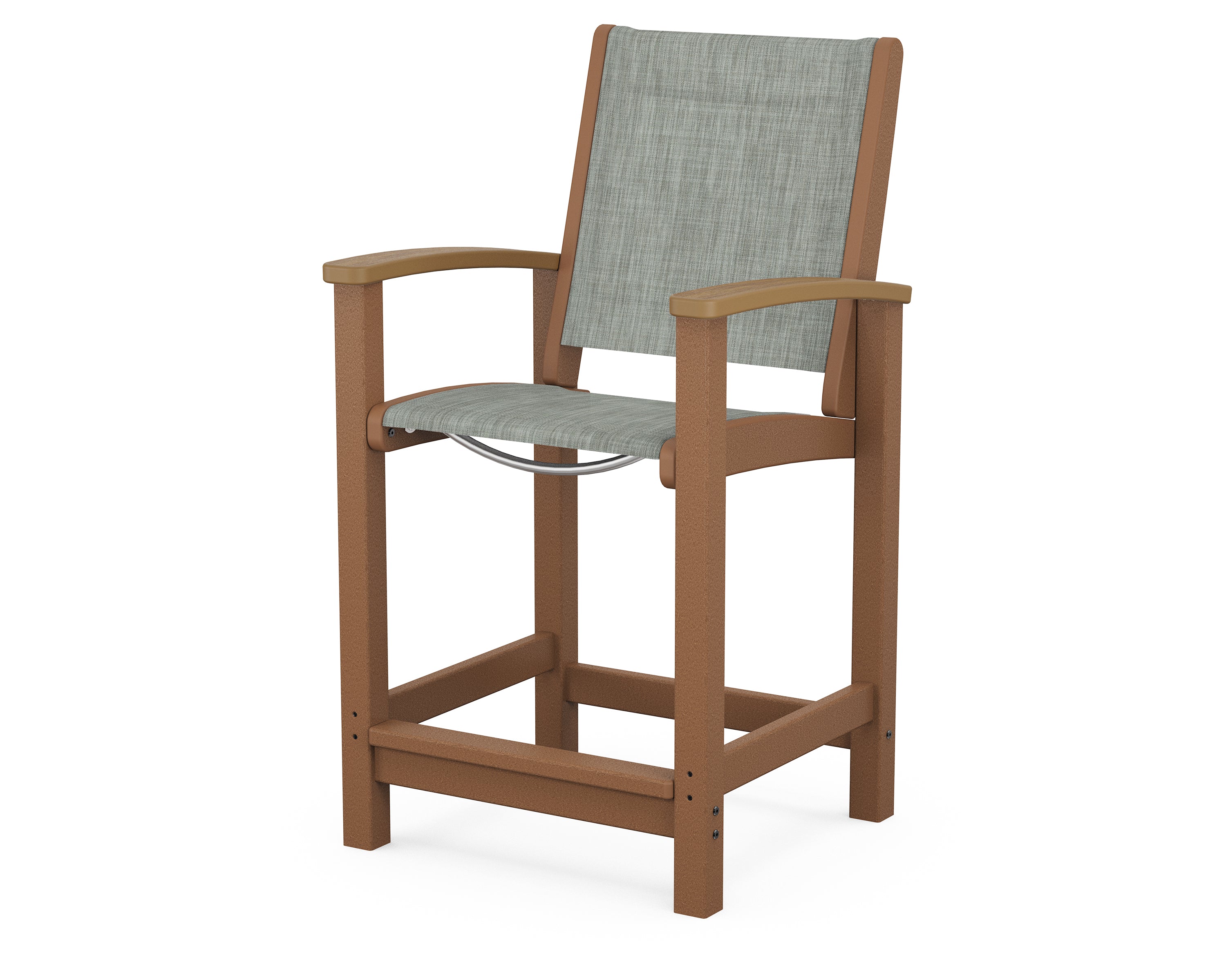 POLYWOOD® Coastal Counter Chair in Teak / Natural / Birch Sling
