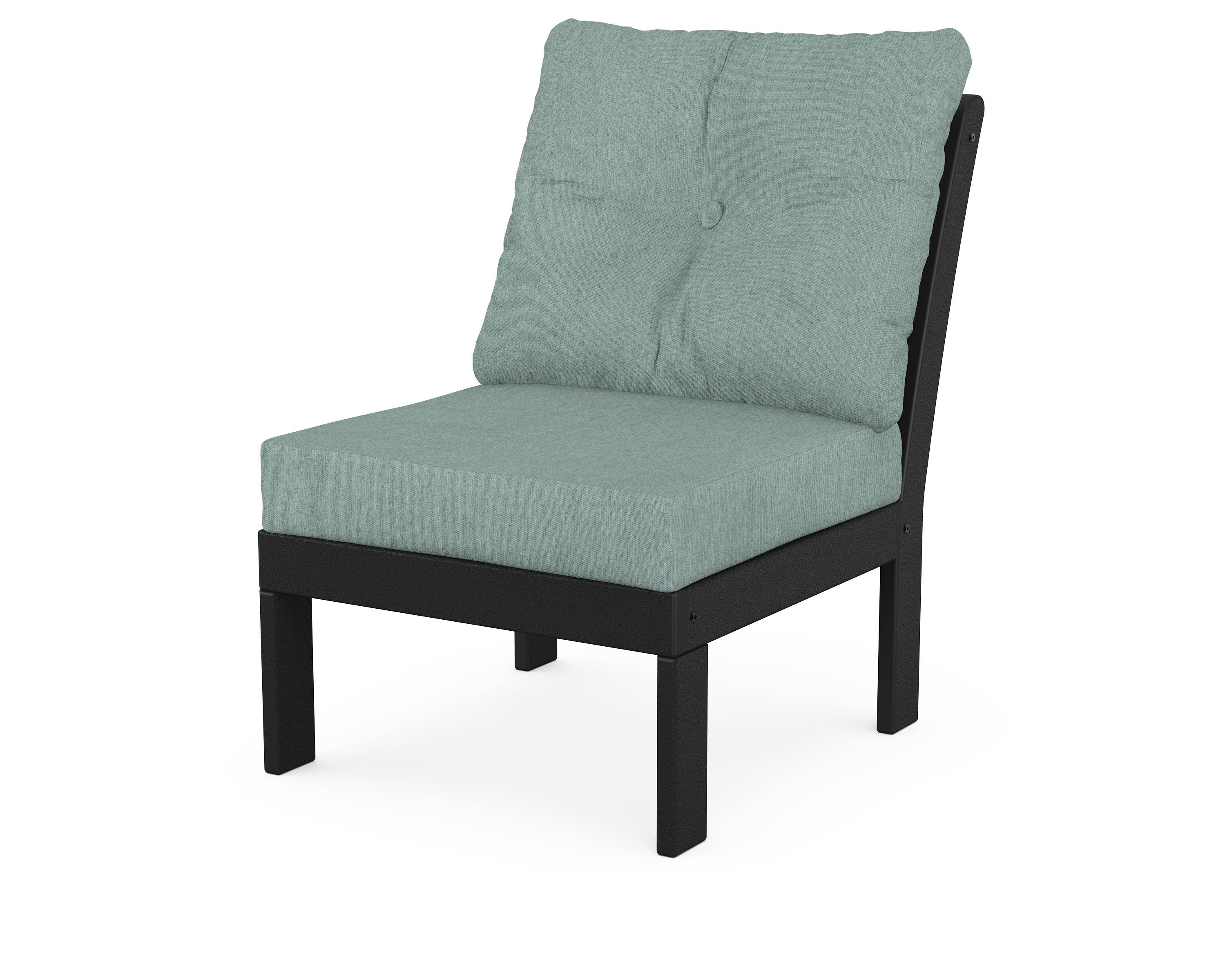 POLYWOOD® Vineyard Modular Armless Chair in Black / Glacier Spa