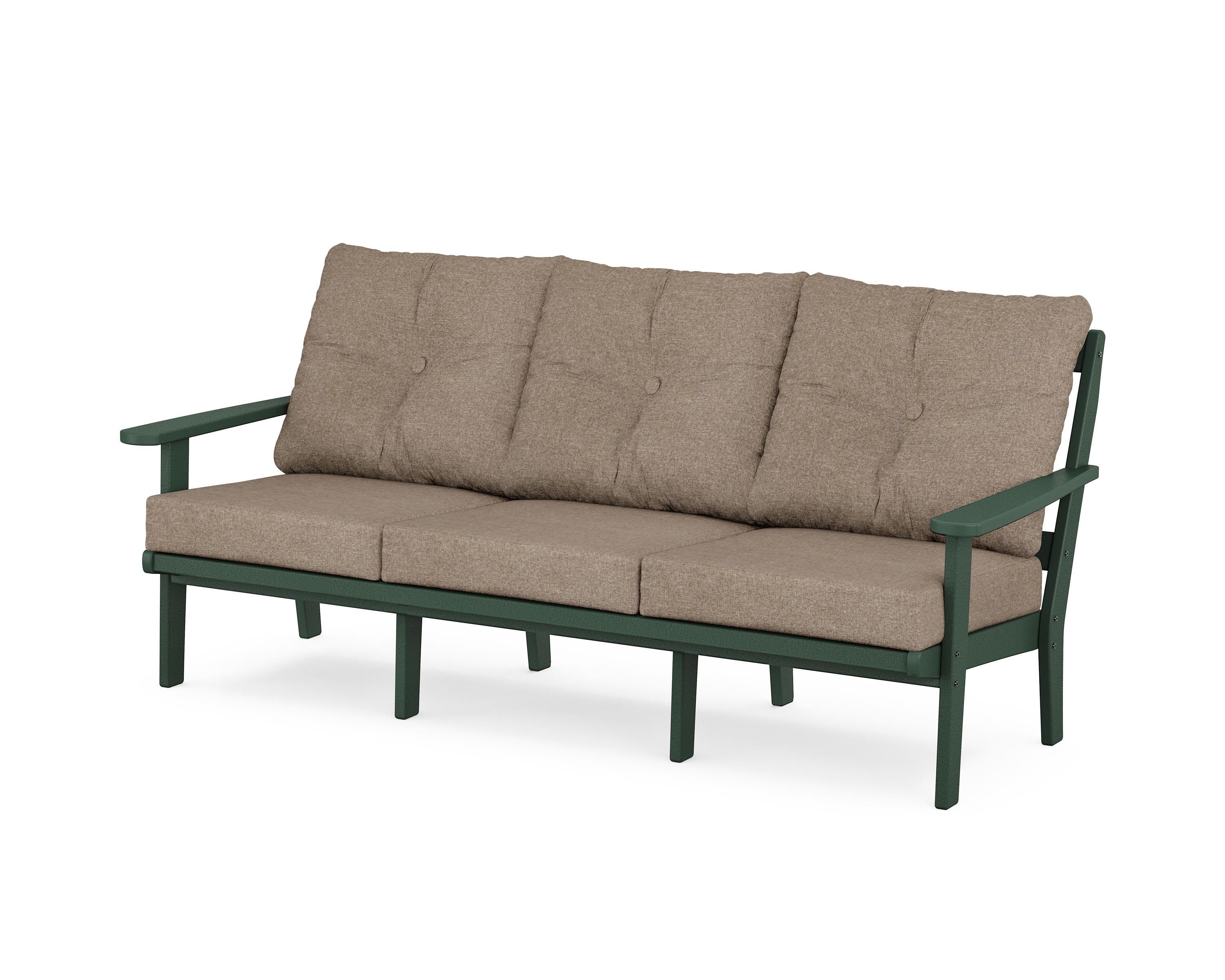 POLYWOOD® Mission Deep Seating Sofa in Green / Spiced Burlap
