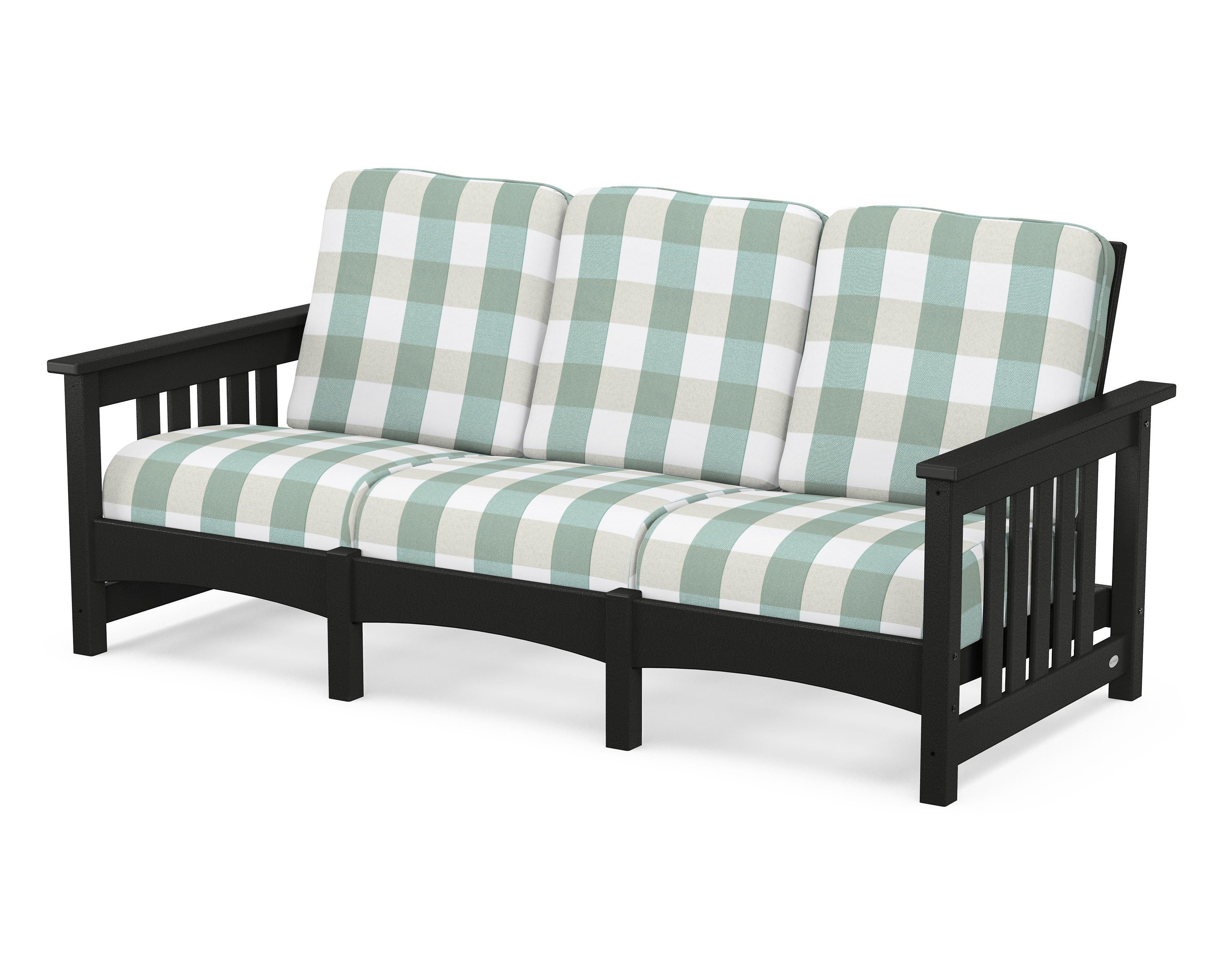 POLYWOOD® Club Mission Sofa in Black / Buffalo Plaid Glacier Spa
