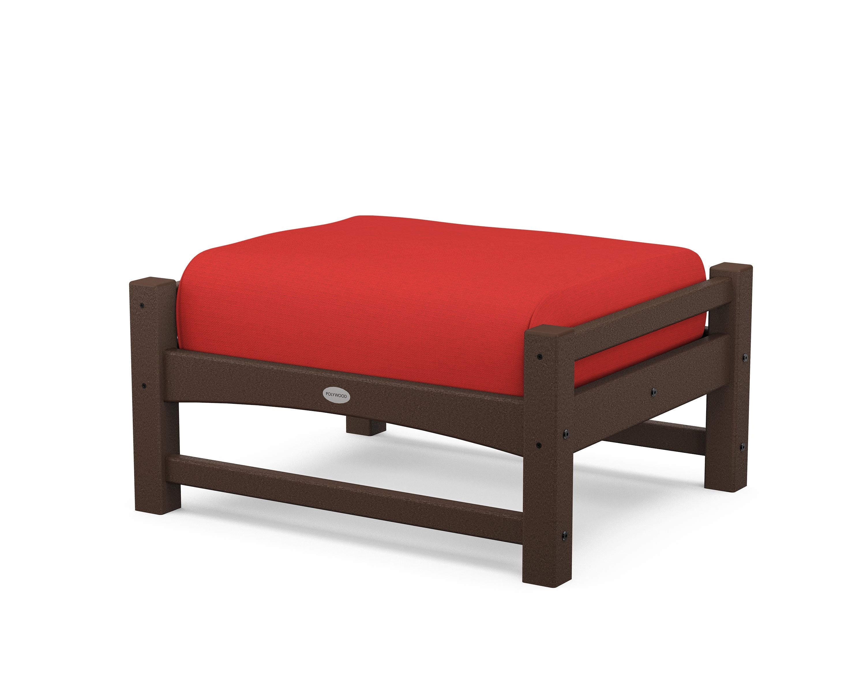 POLYWOOD® Club Ottoman in Mahogany / Crimson Linen