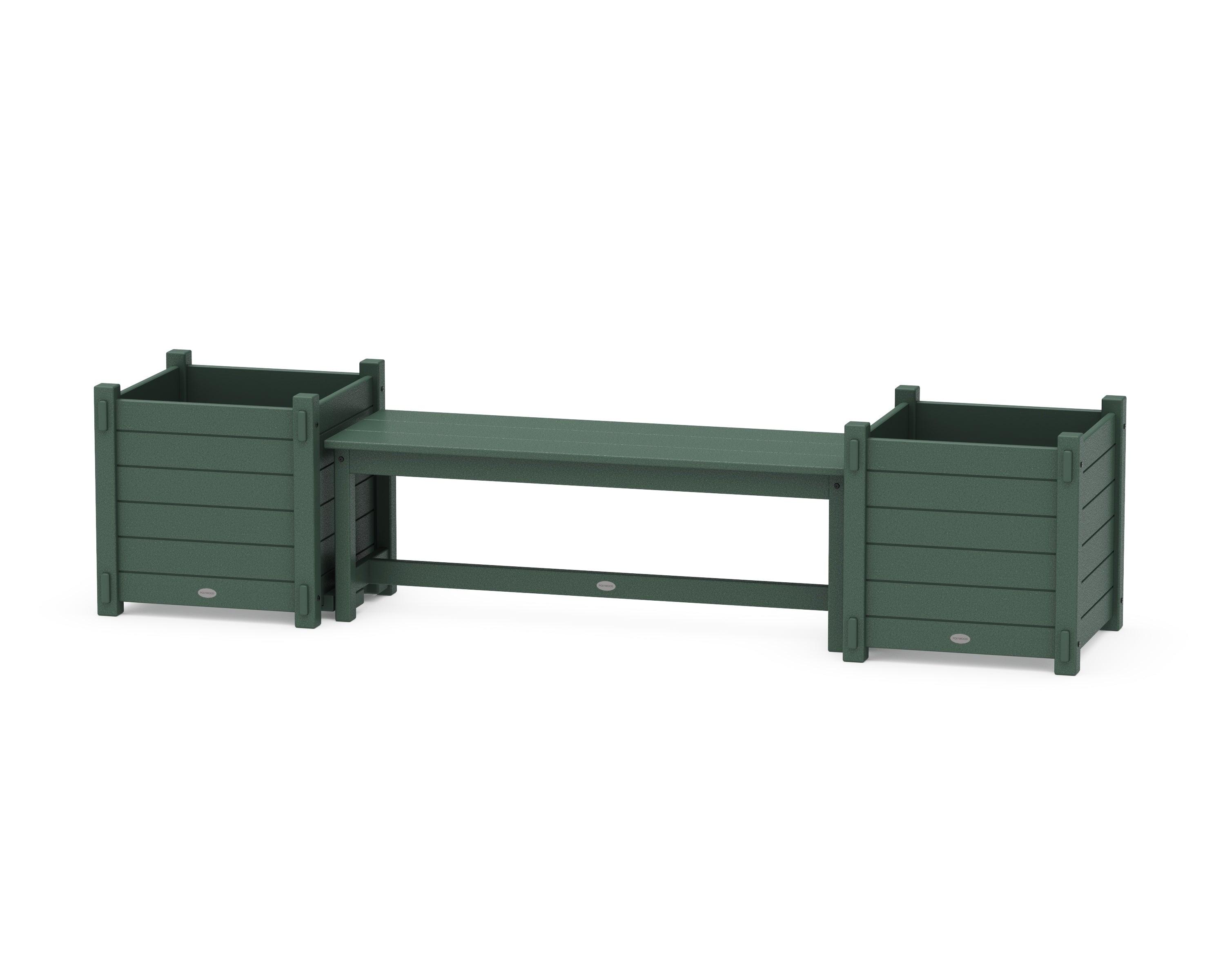 POLYWOOD® 48" Nautical Straight Planter Bench Set - Large in Green
