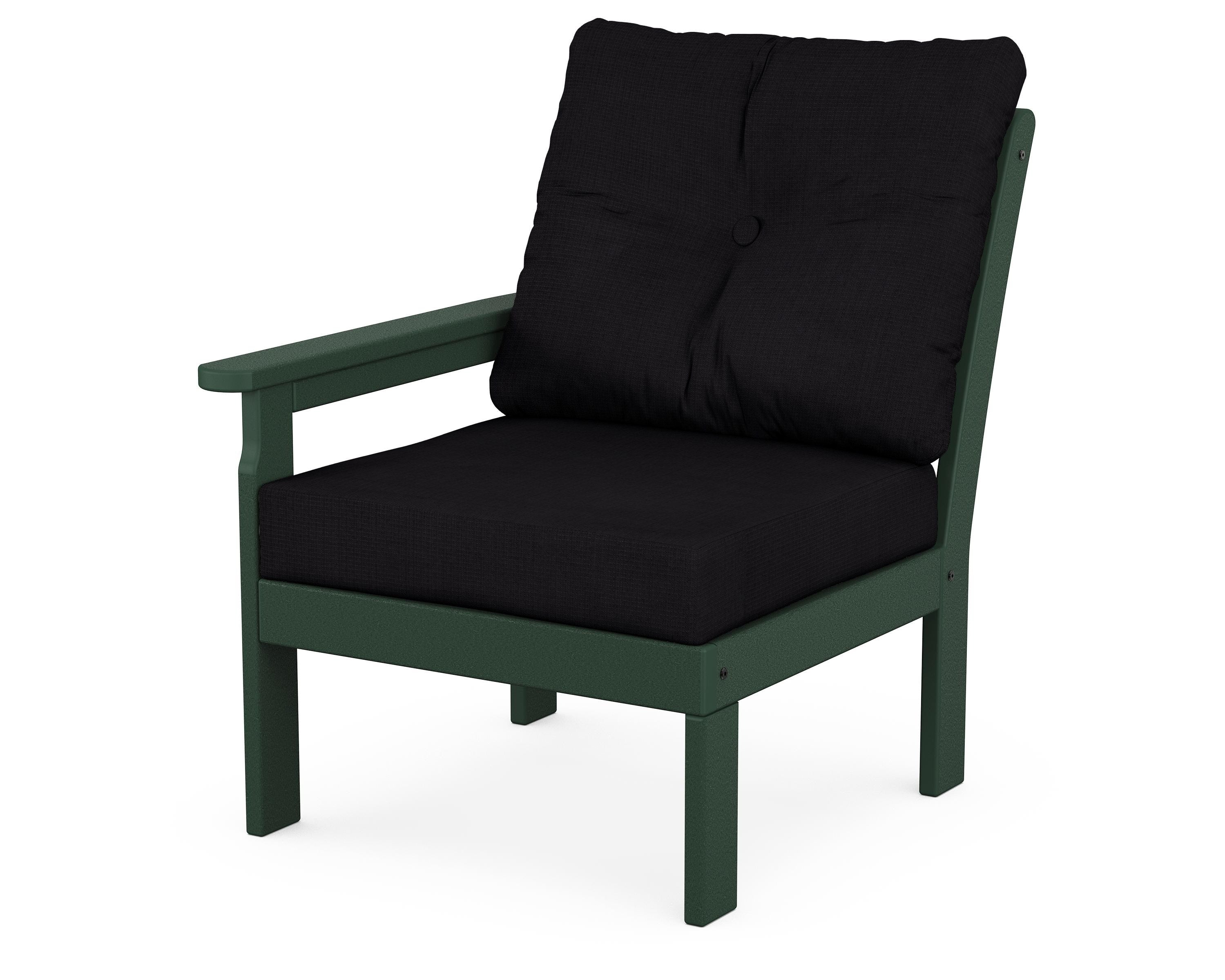 POLYWOOD® Vineyard Modular Left Arm Chair in Green / Midnight Linen
