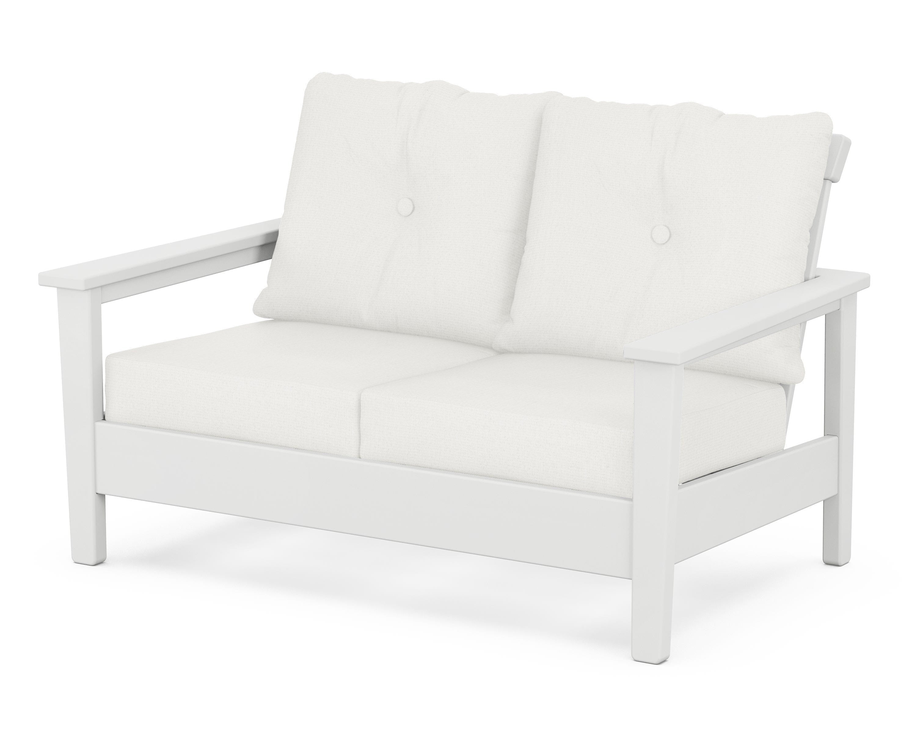 POLYWOOD® Prescott Deep Seating Loveseat in White / Natural Linen