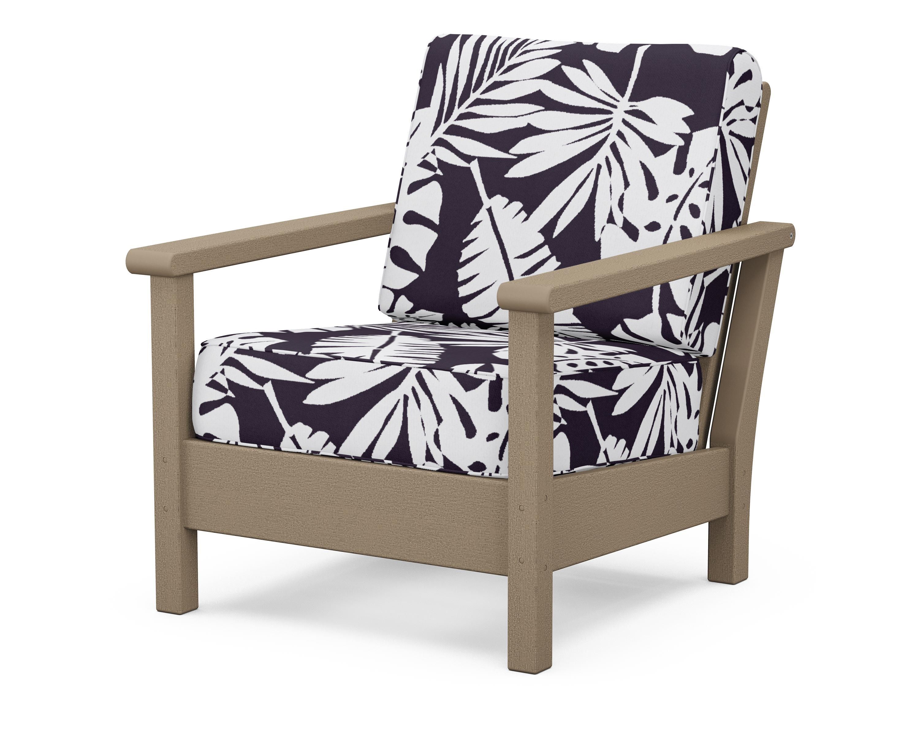 POLYWOOD® Harbour Deep Seating Chair in Vintage Sahara / Leaf Navy