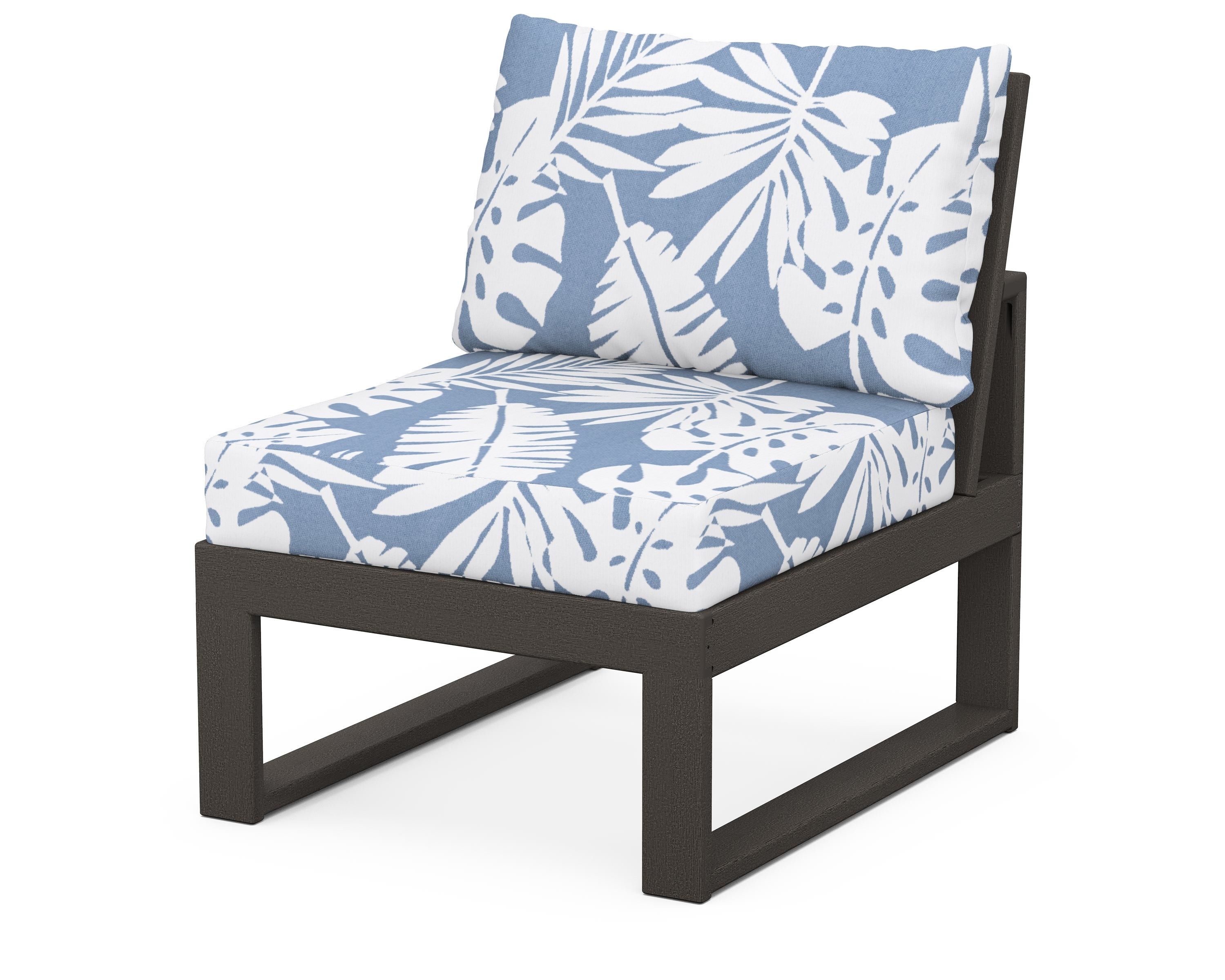 Unbranded Modular Armless Chair in Vintage Coffee / Leaf Sky Blue