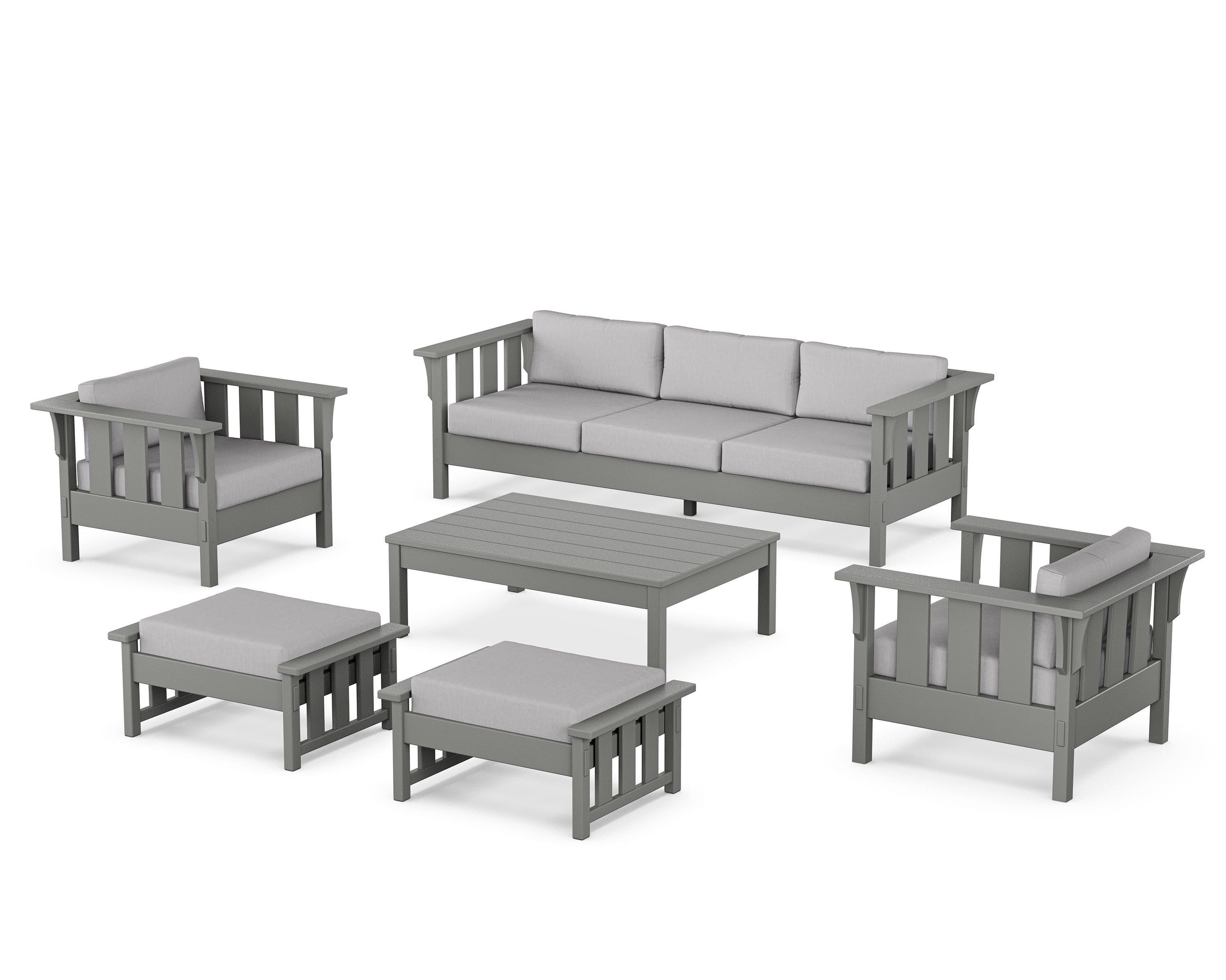 Martha Stewart by POLYWOOD® Acadia 6-Piece Lounge Sofa Set in Slate Grey / Granite