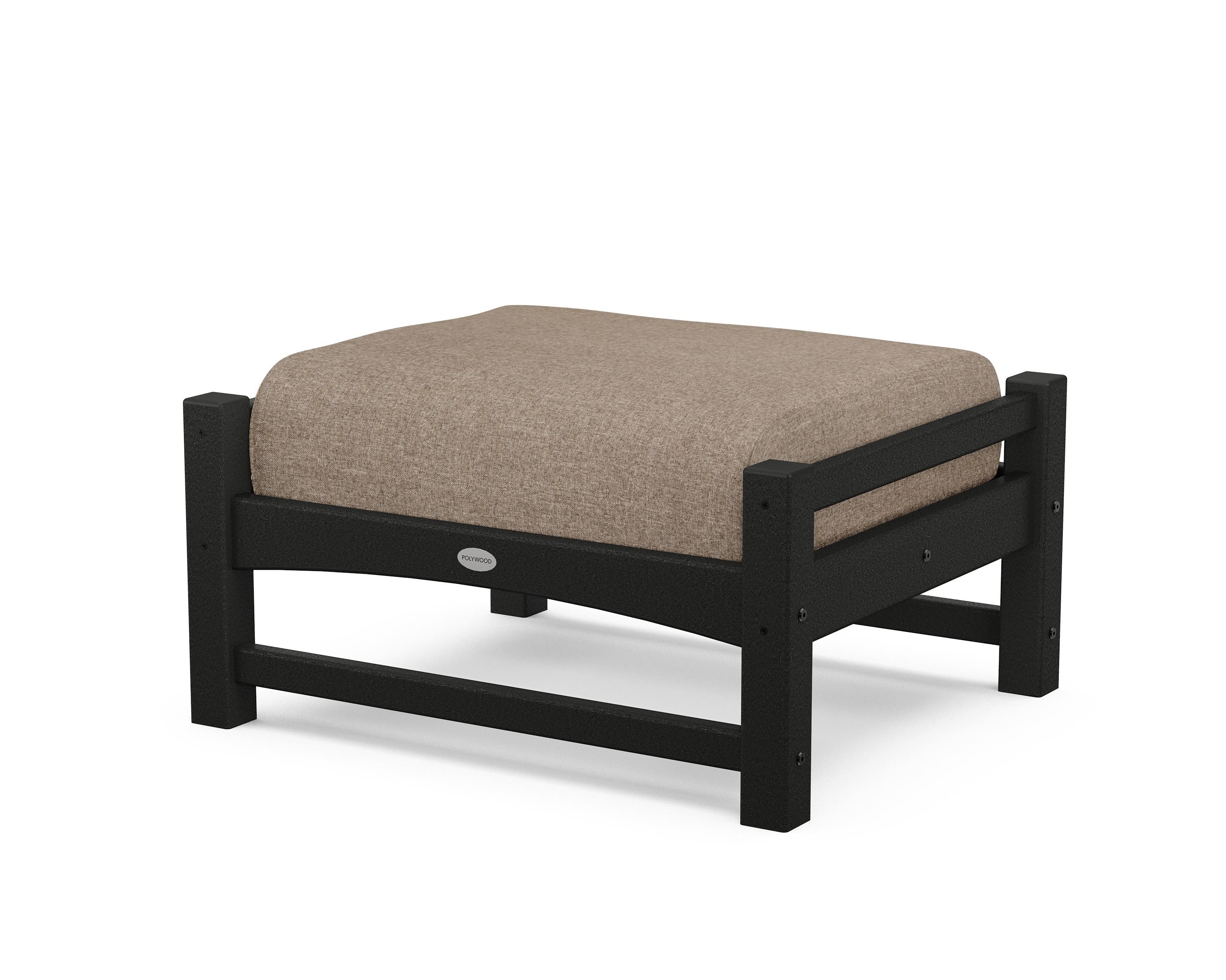 POLYWOOD® Club Ottoman in Black / Spiced Burlap