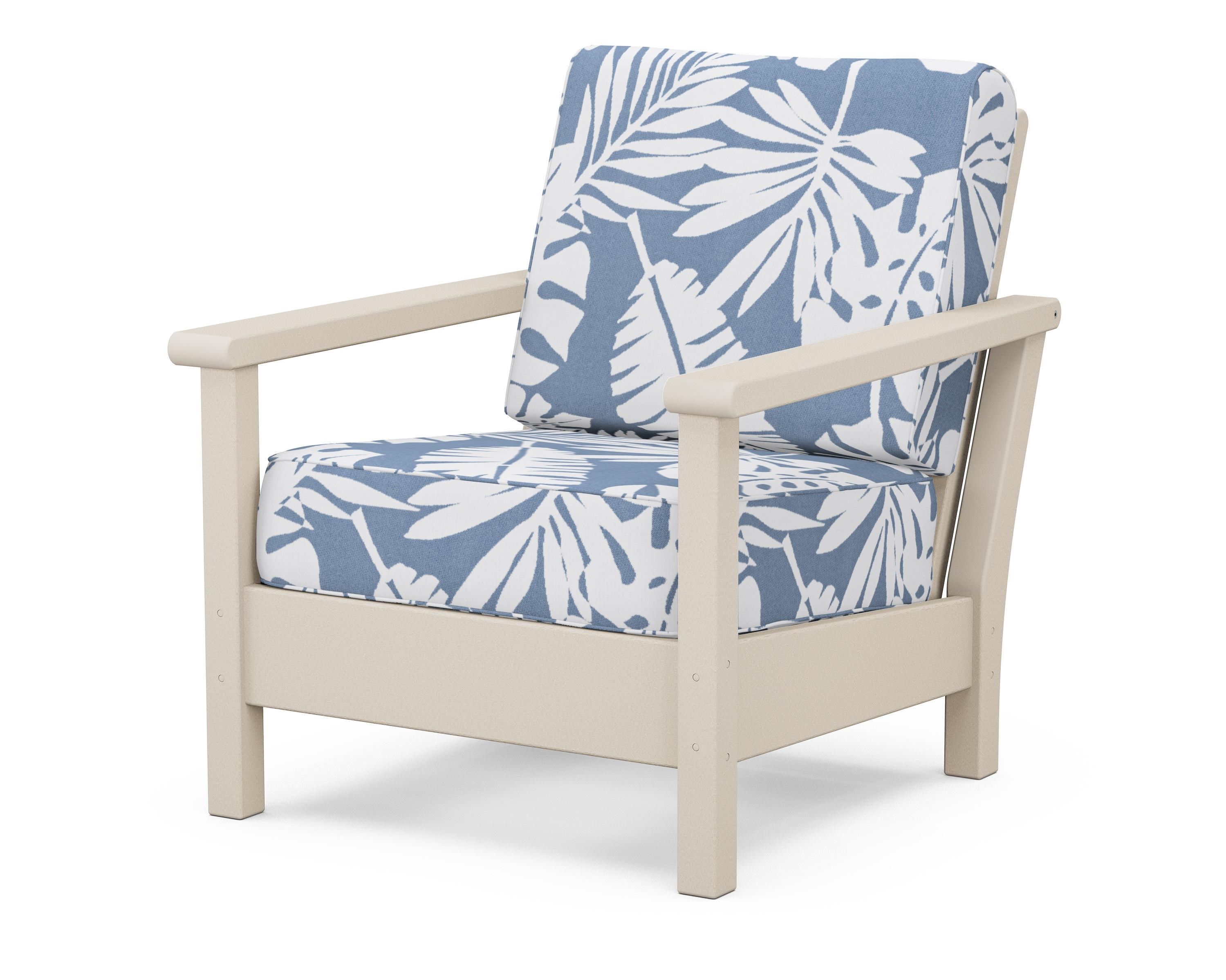 POLYWOOD® Harbour Deep Seating Chair in Sand / Leaf Sky Blue