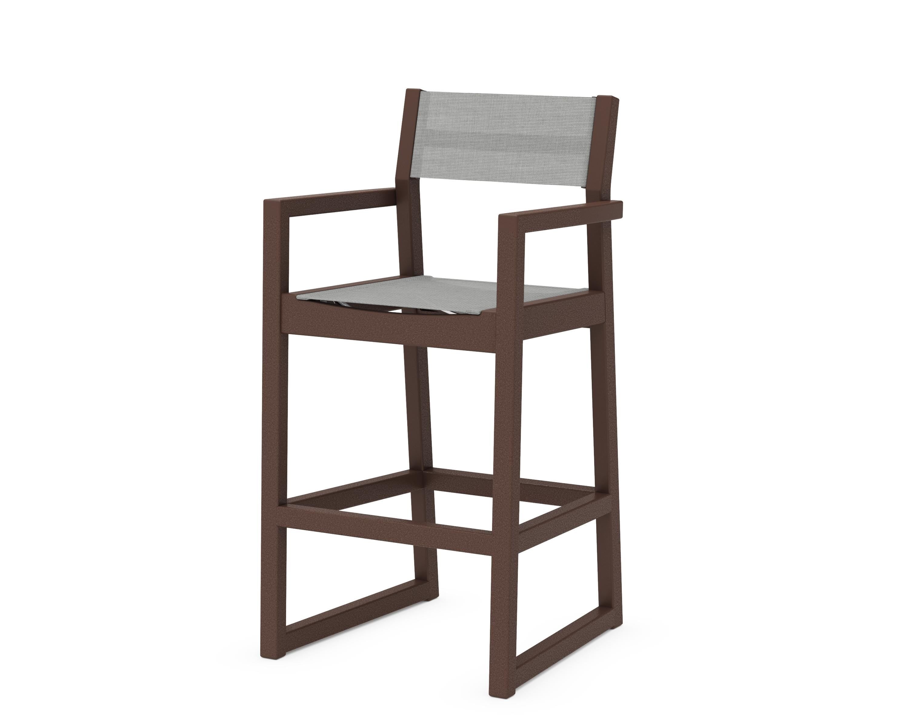 POLYWOOD® EDGE Sling Bar Arm Chair in Mahogany / Metallic Sling