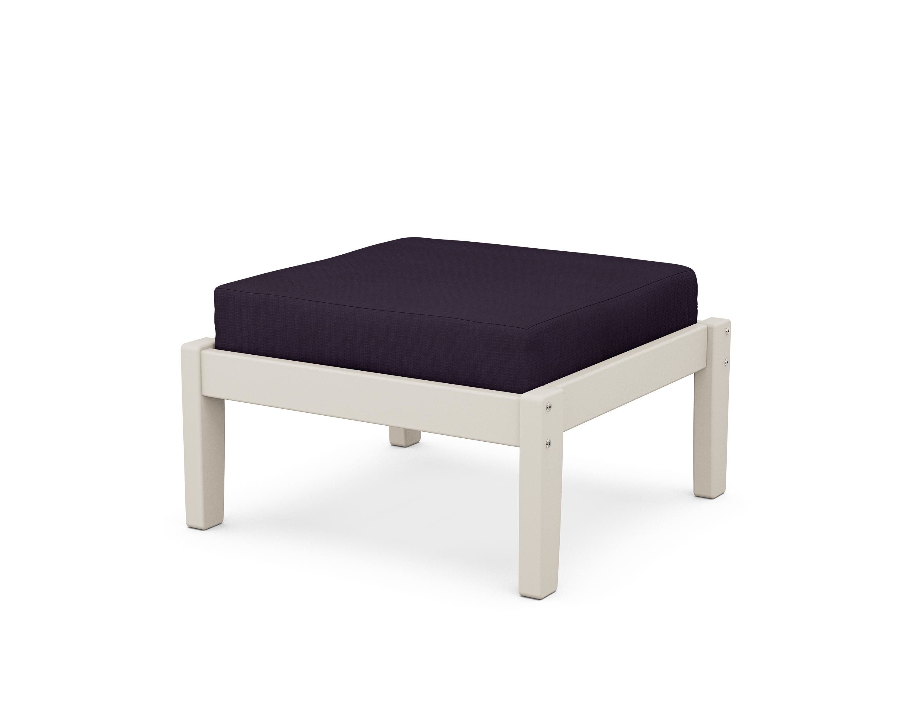Unbranded Deep Seating Ottoman in Sand / Navy Linen