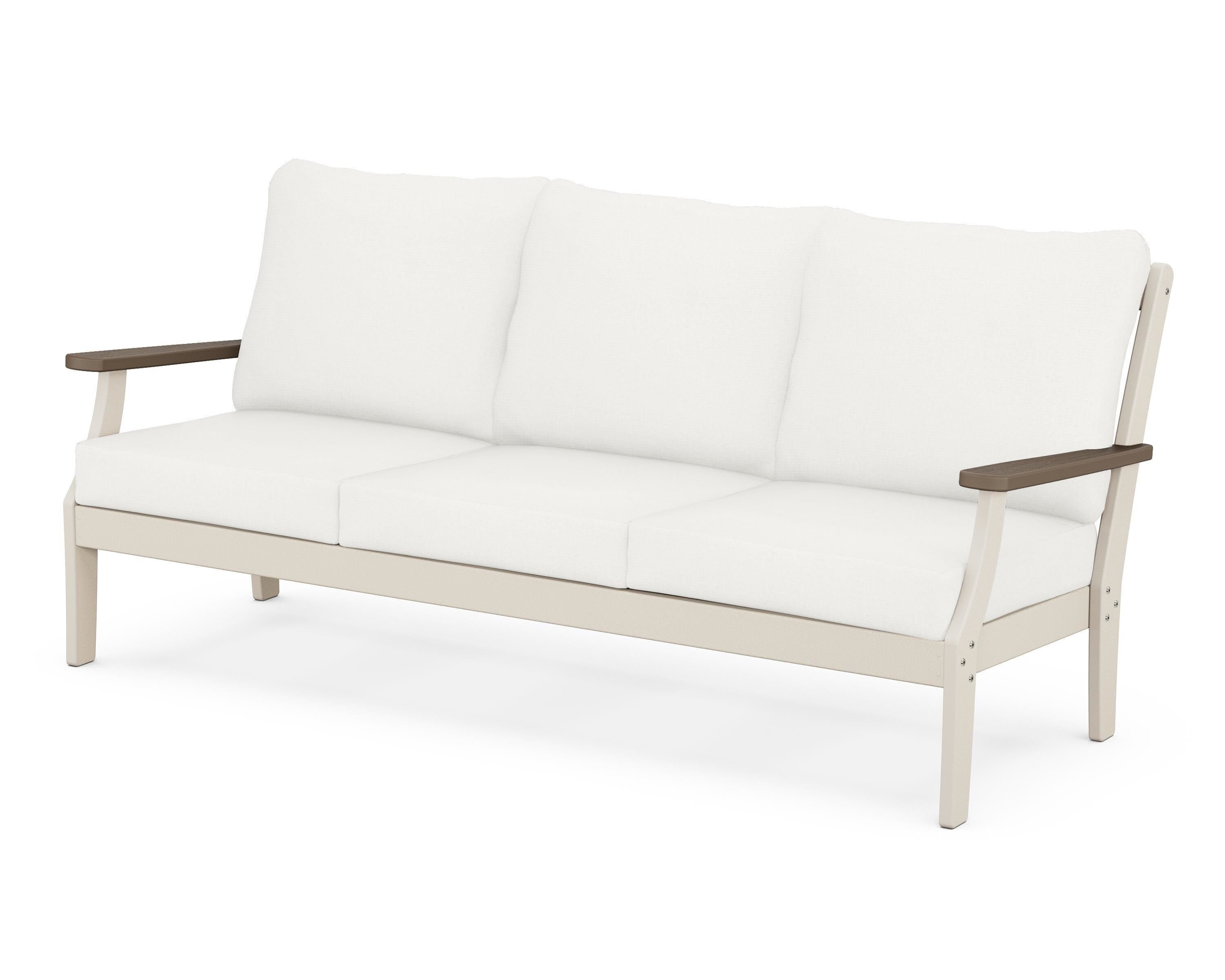 POLYWOOD® Braxton Deep Seating Sofa in Sand / Kona / Natural Linen