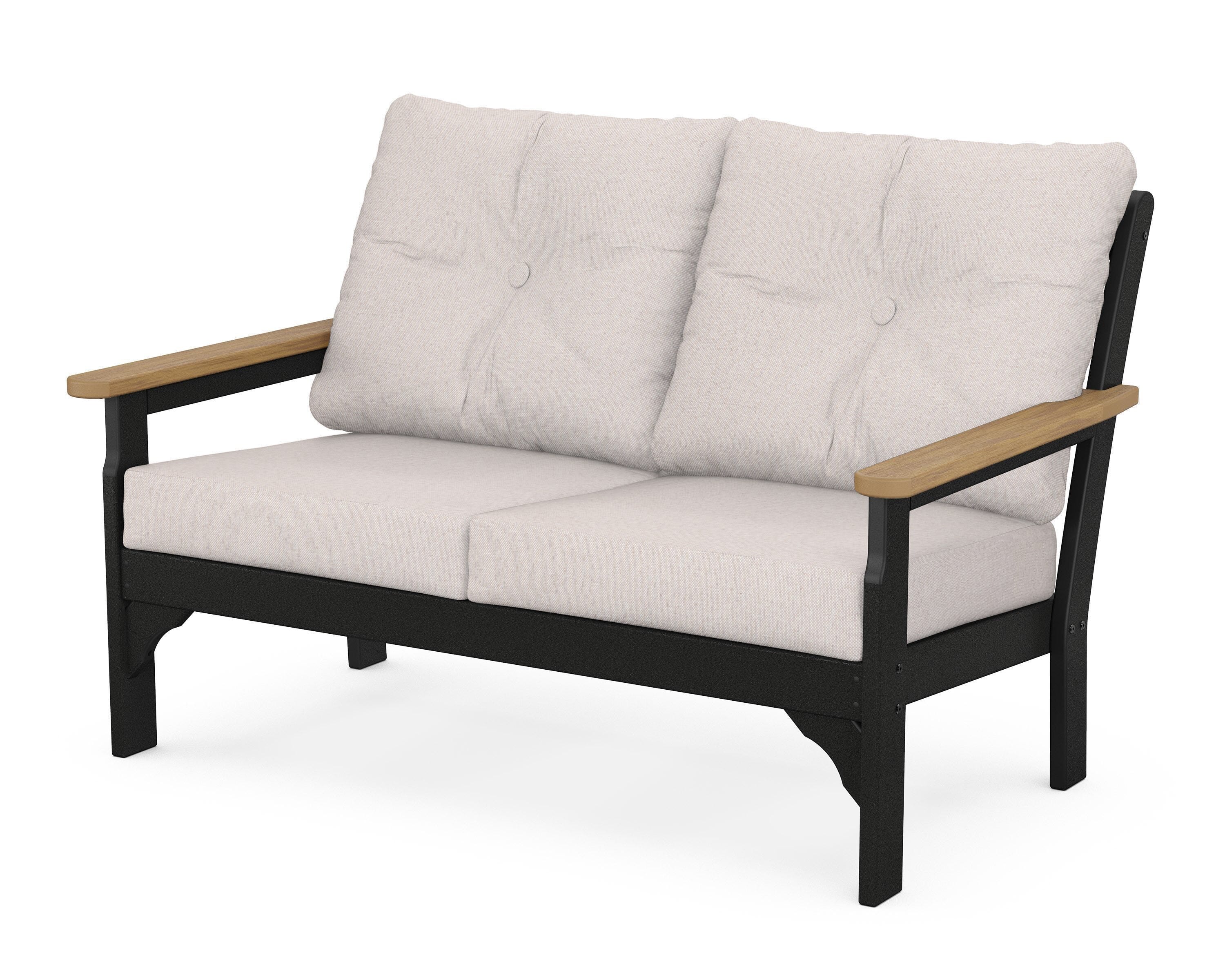 POLYWOOD® Vineyard Deep Seating Loveseat in Black / Natural / Dune Burlap