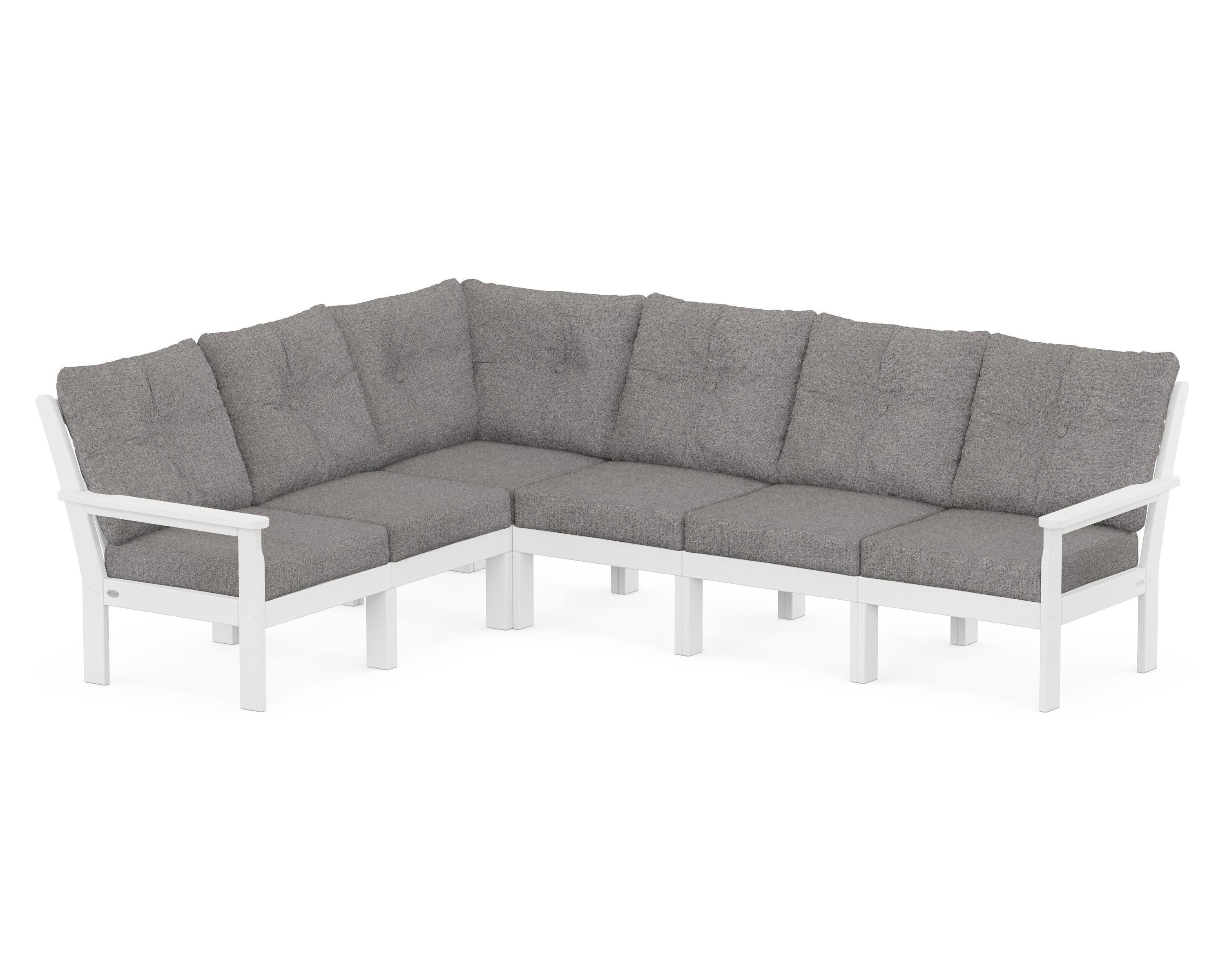 POLYWOOD® Vineyard 6-Piece Sectional in White / Grey Mist