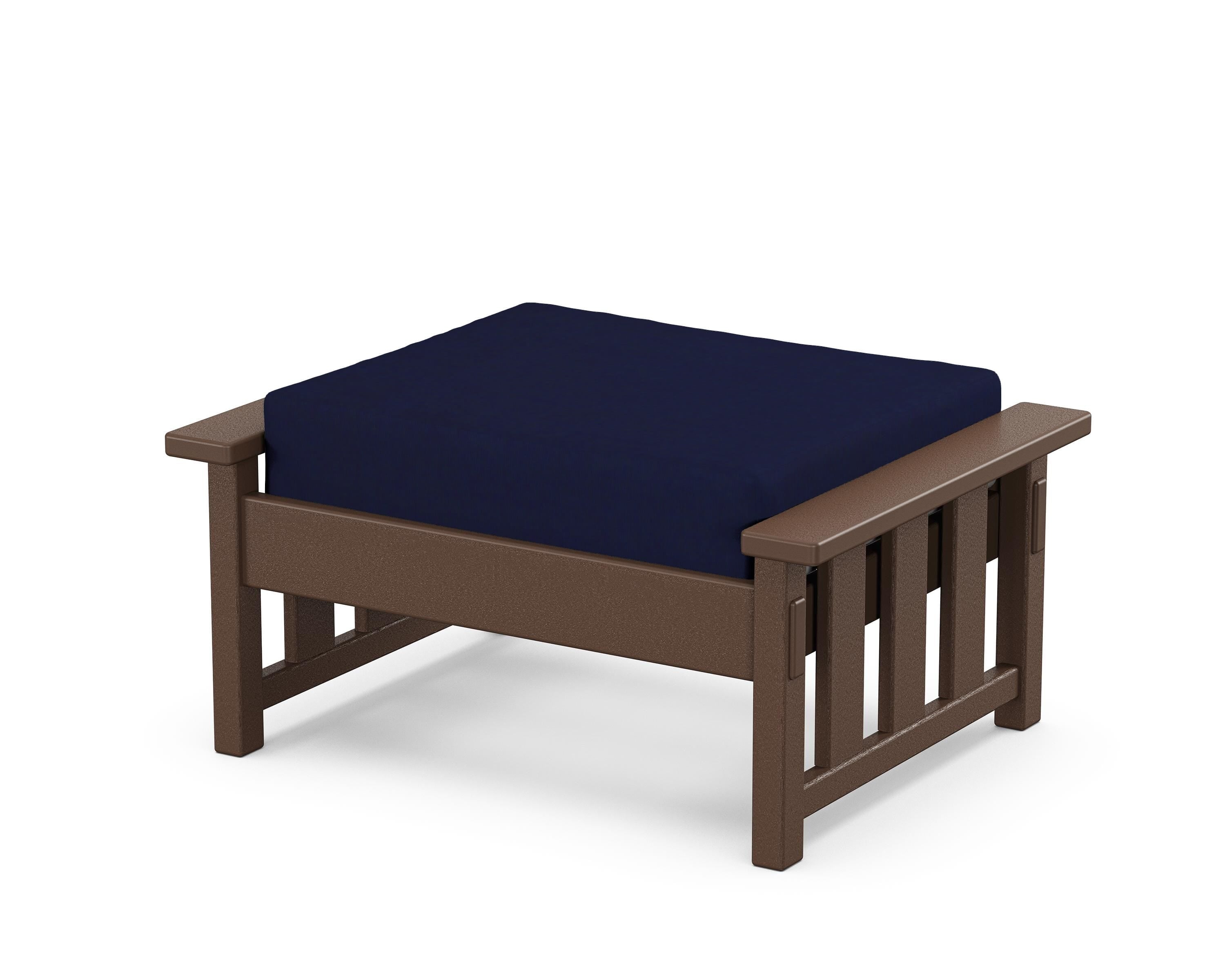 Martha Stewart by POLYWOOD® Acadia Deep Seating Ottoman in Mahogany / Navy