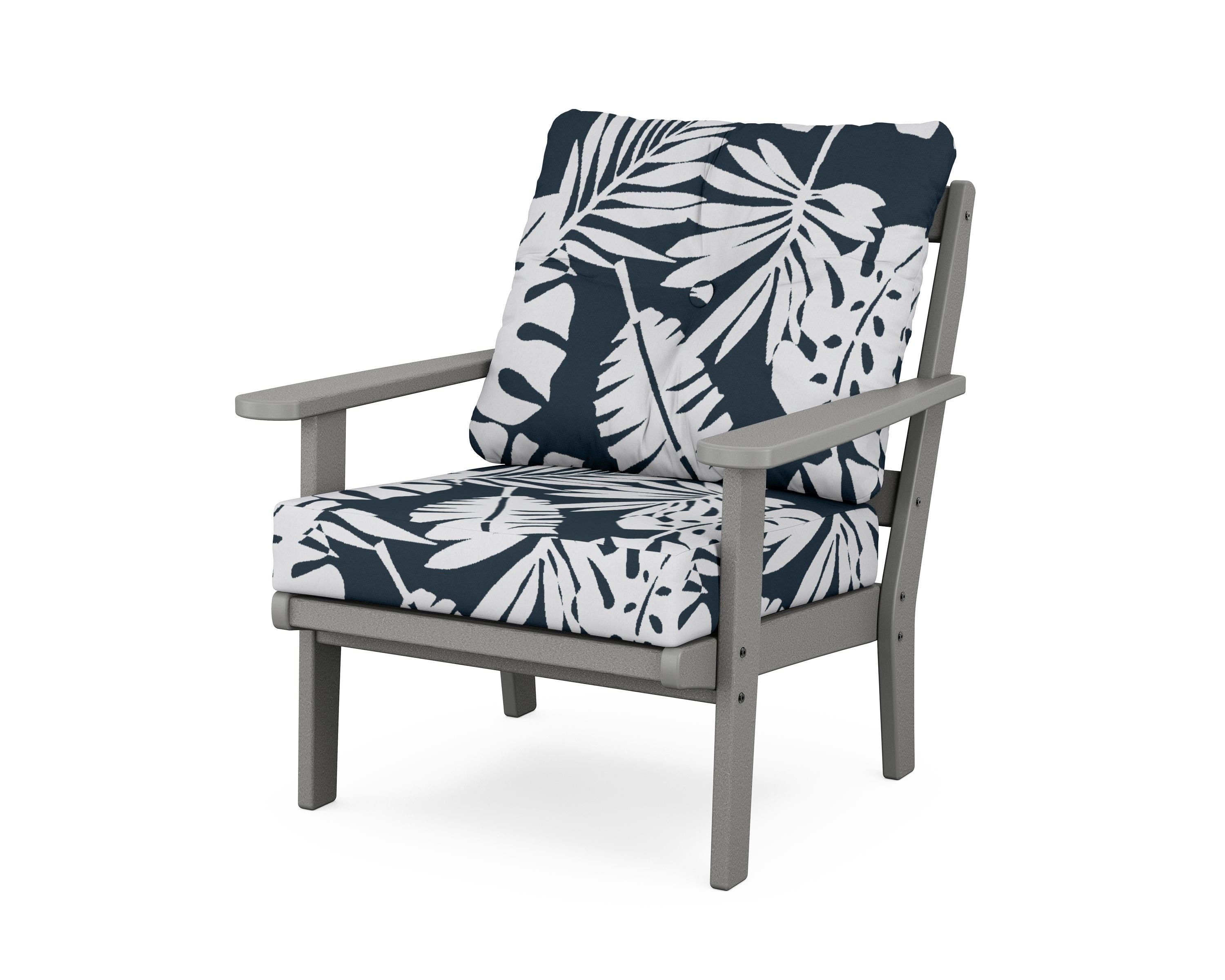 POLYWOOD® Mission Deep Seating Chair in Slate Grey / Leaf Marine Indigo