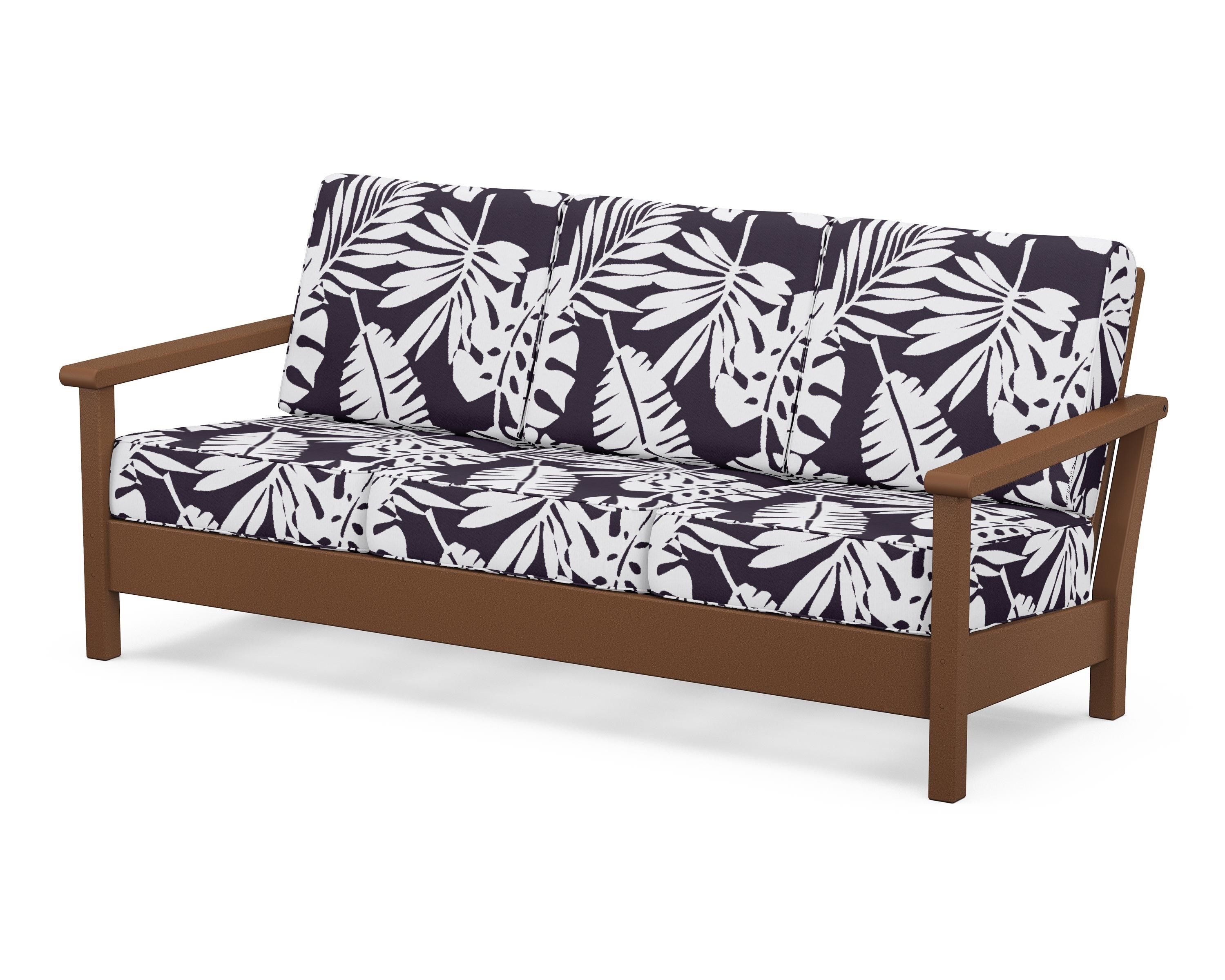 POLYWOOD® Harbour Deep Seating Sofa in Teak / Leaf Navy