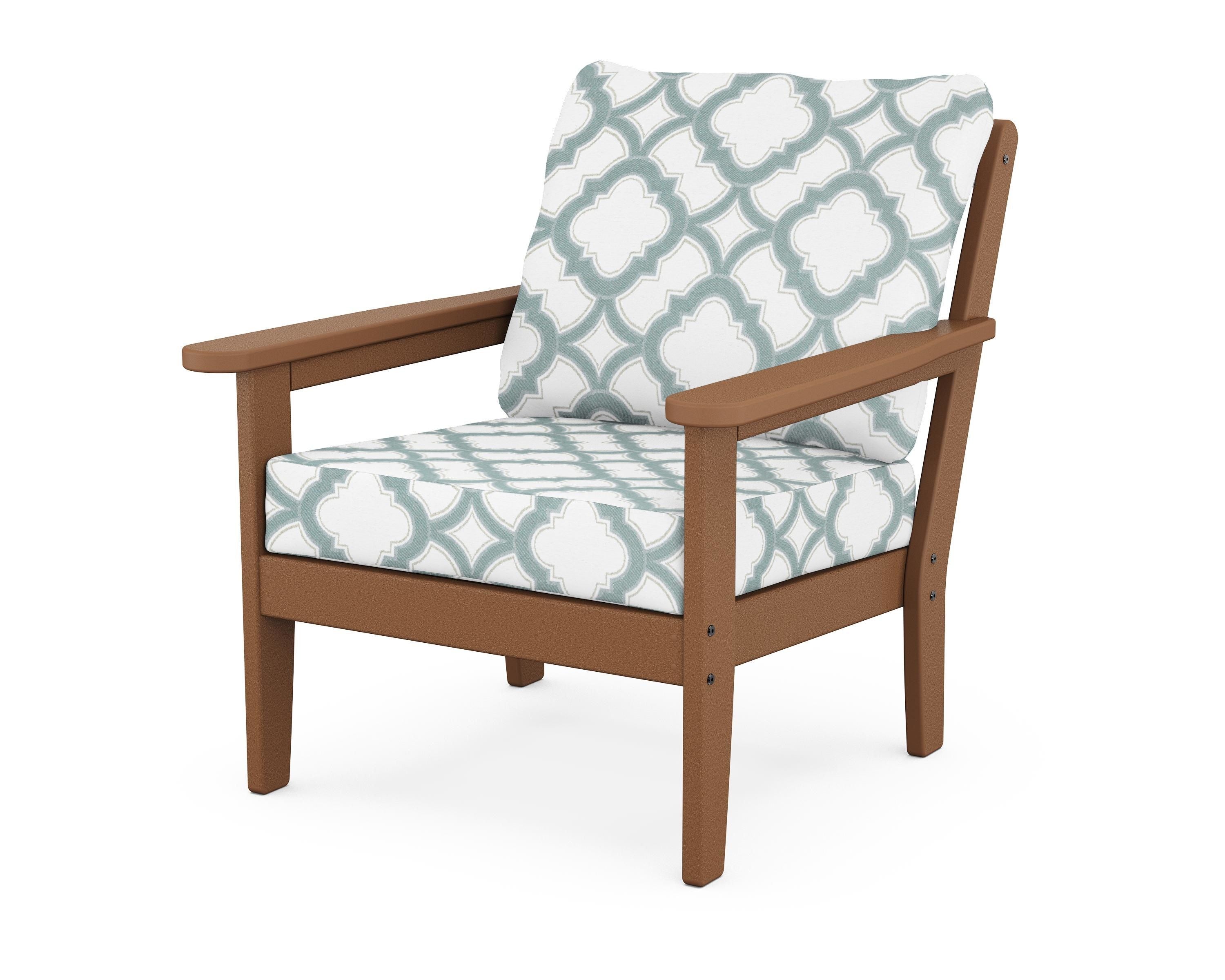 Country Living Cottage Deep Seating Chair in Teak / Trellis Glacier Spa