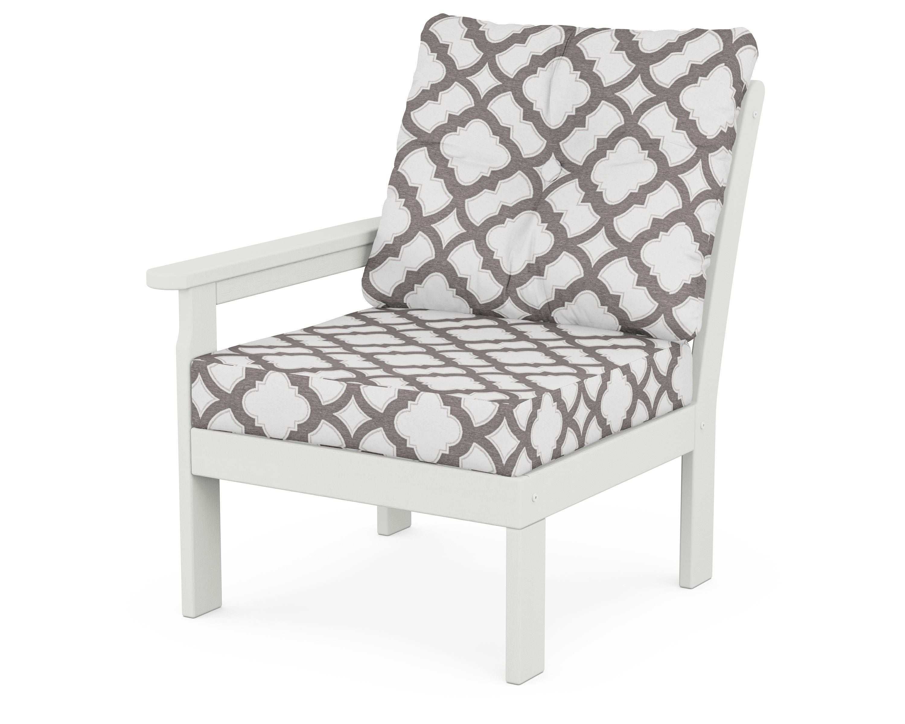 POLYWOOD® Vineyard Modular Left Arm Chair in Vintage White / Trellis Grey Mist