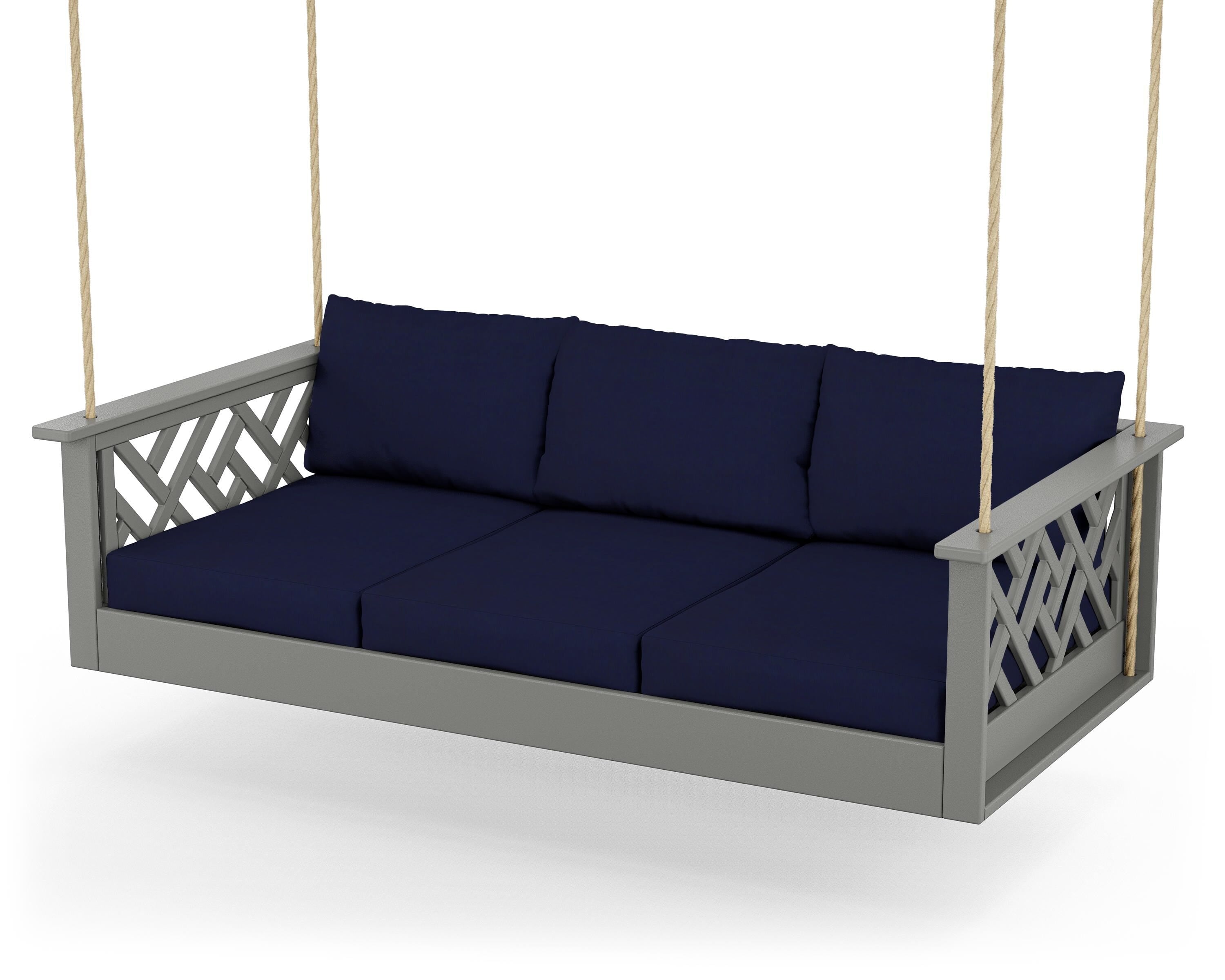 POLYWOOD® Chippendale Daybed Swing in Slate Grey / Navy