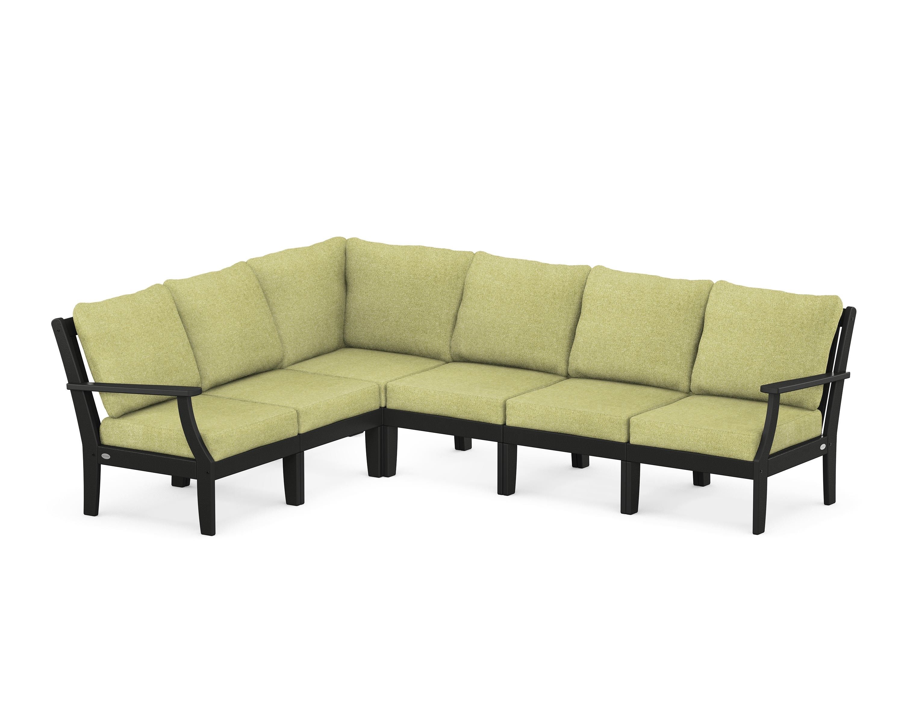 POLYWOOD® Braxton Modular 6-Piece Deep Seating Set in Black / Chartreuse Boucle