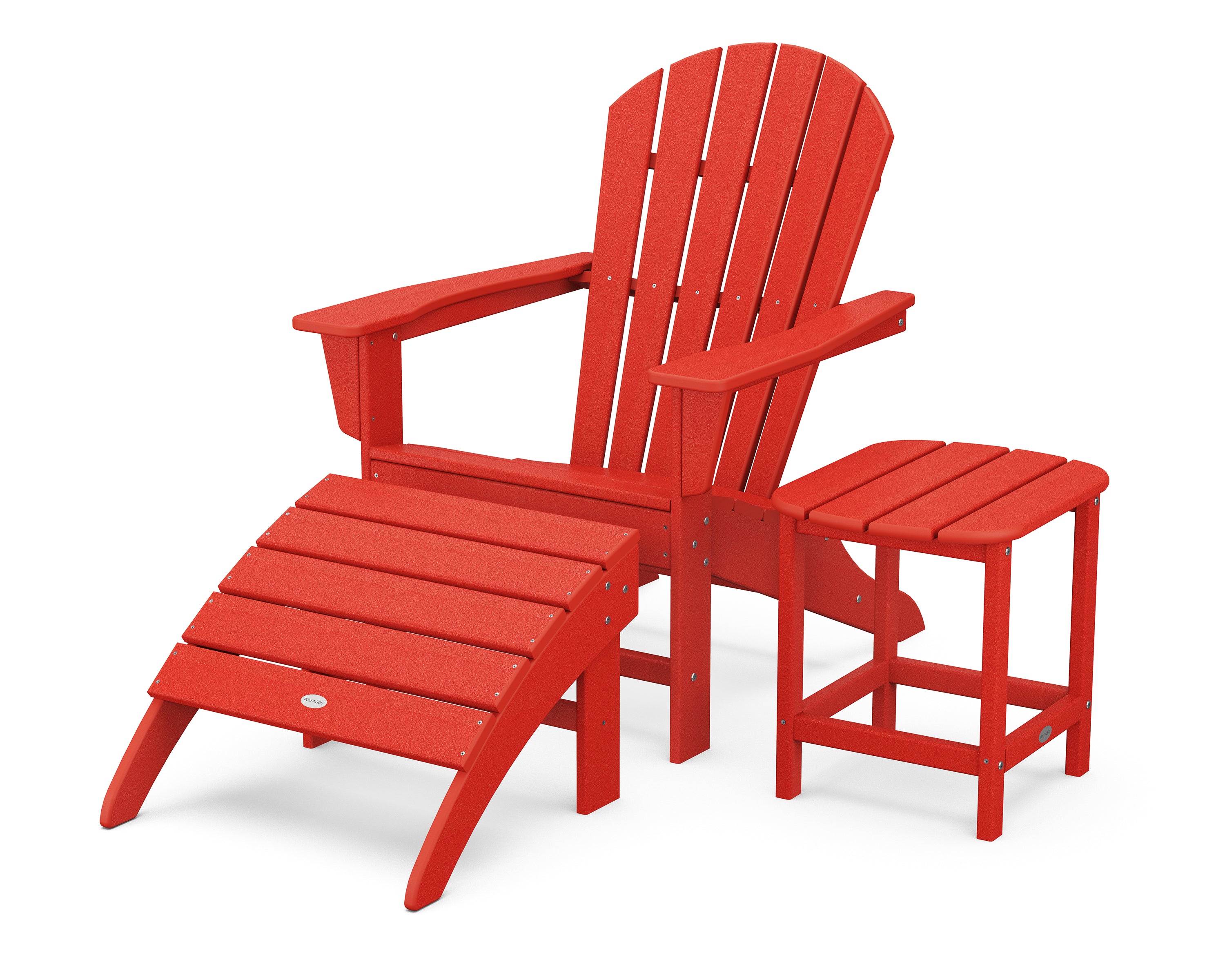 POLYWOOD® South Beach Adirondack 3-Piece Set in Sunset Red