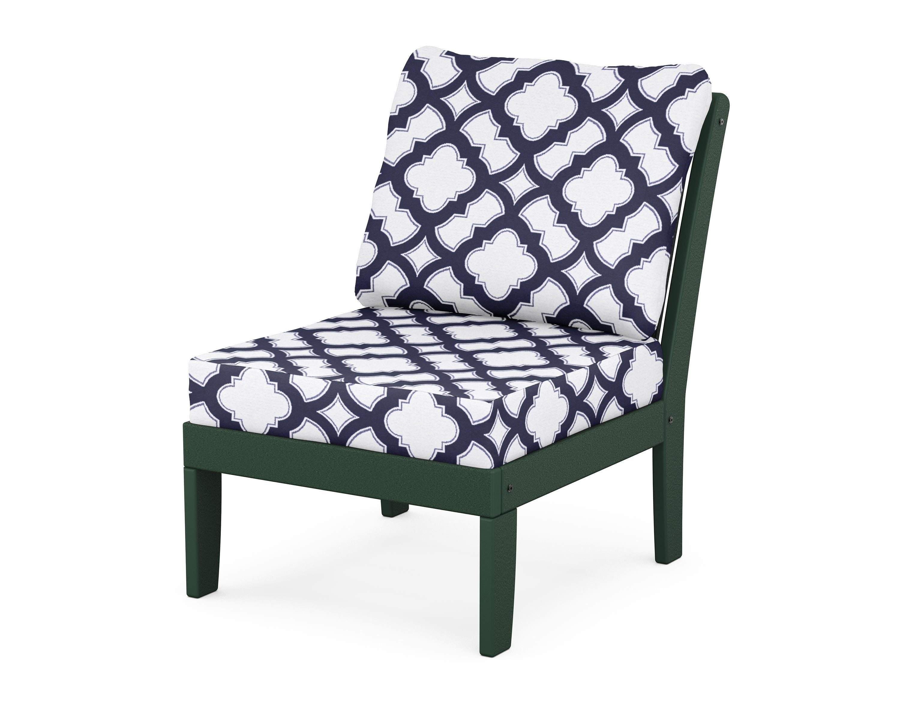 POLYWOOD® Braxton Modular Armless Chair in Green / Trellis Navy