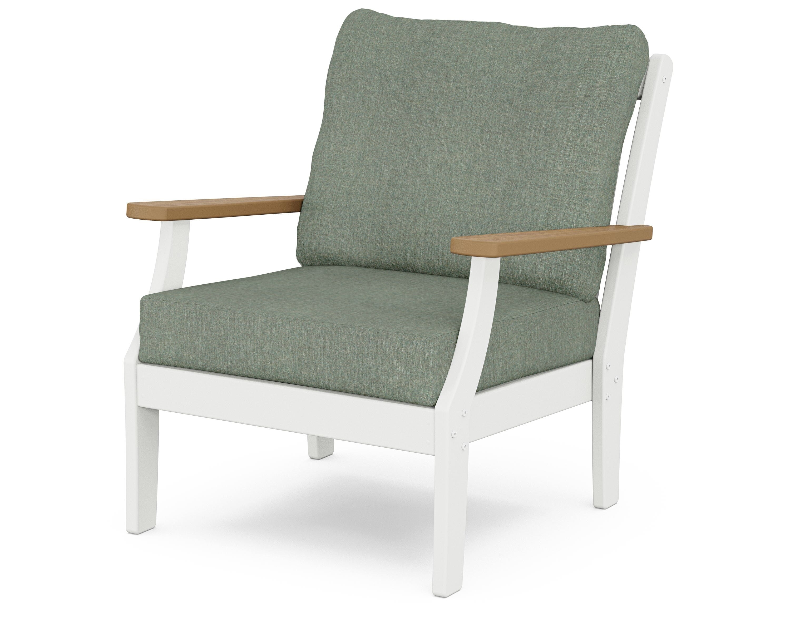 POLYWOOD® Braxton Deep Seating Chair in White / Natural / Cast Sage