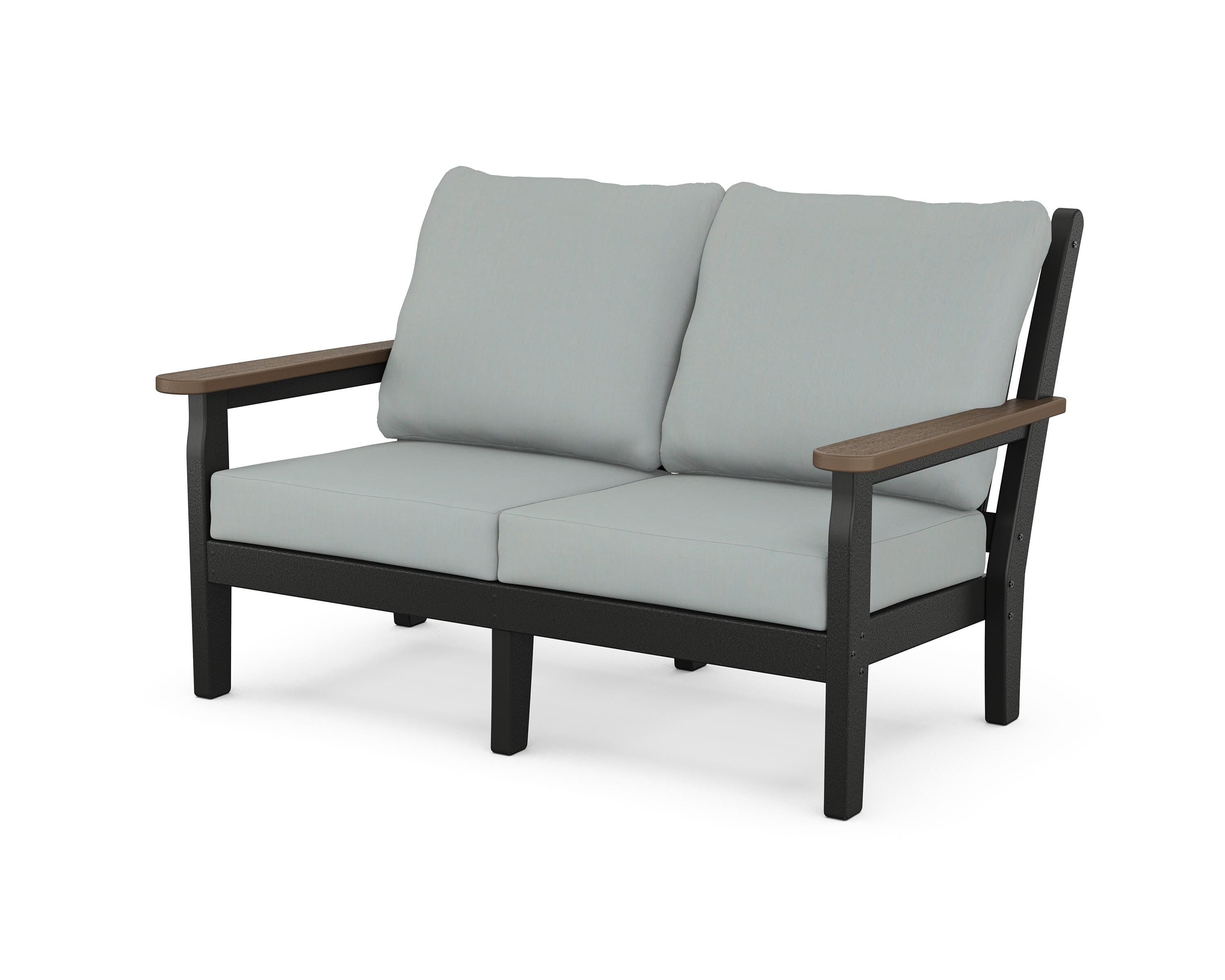 POLYWOOD® Chippendale Deep Seating Loveseat in Black / Kona / Spa