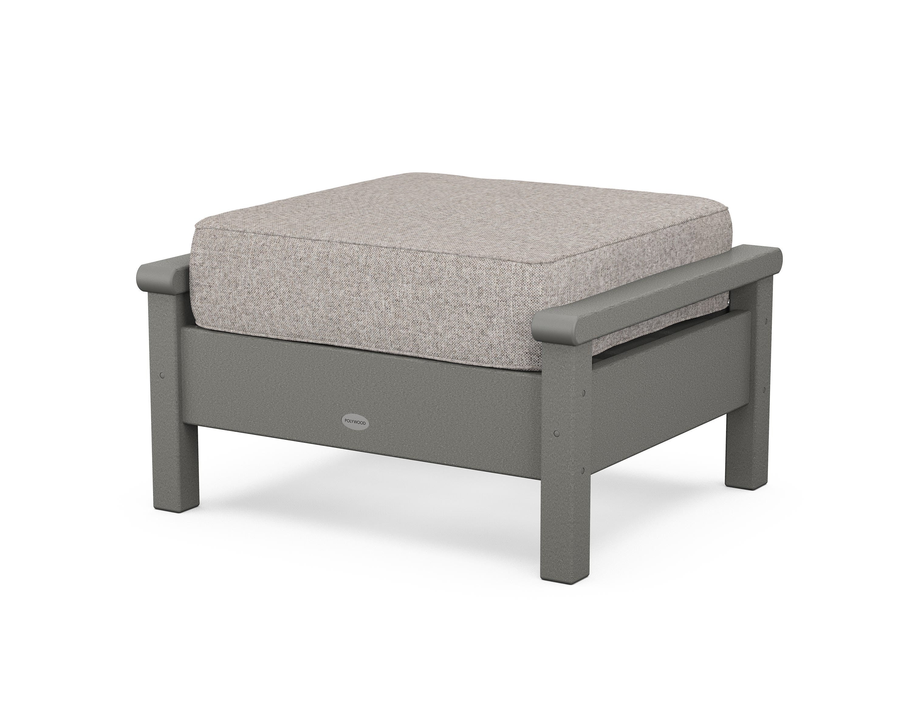 POLYWOOD® Harbour Deep Seating Ottoman in Slate Grey / Weathered Tweed