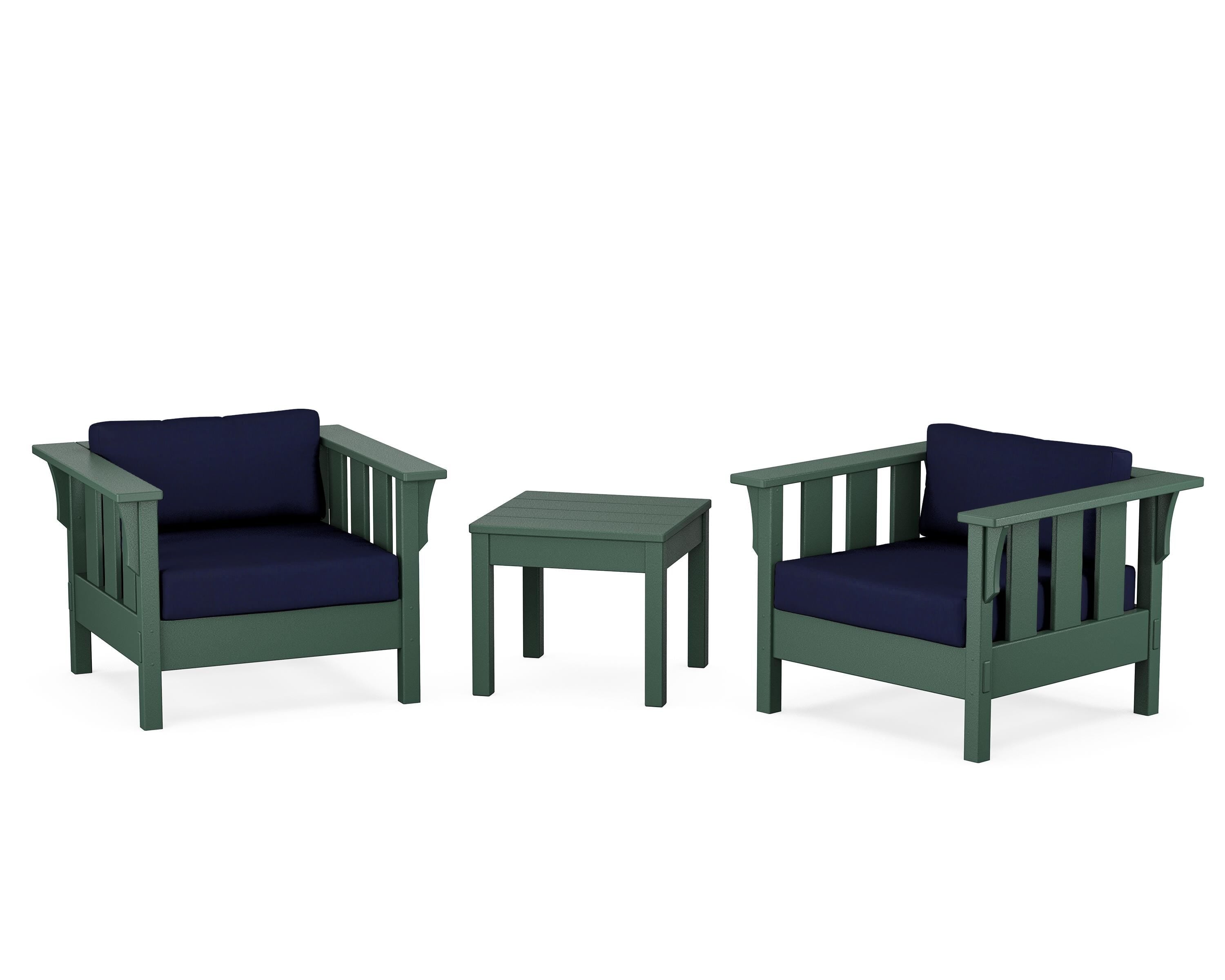 Martha Stewart by POLYWOOD® Acadia 3-Piece Deep Seating Set in Green / Navy