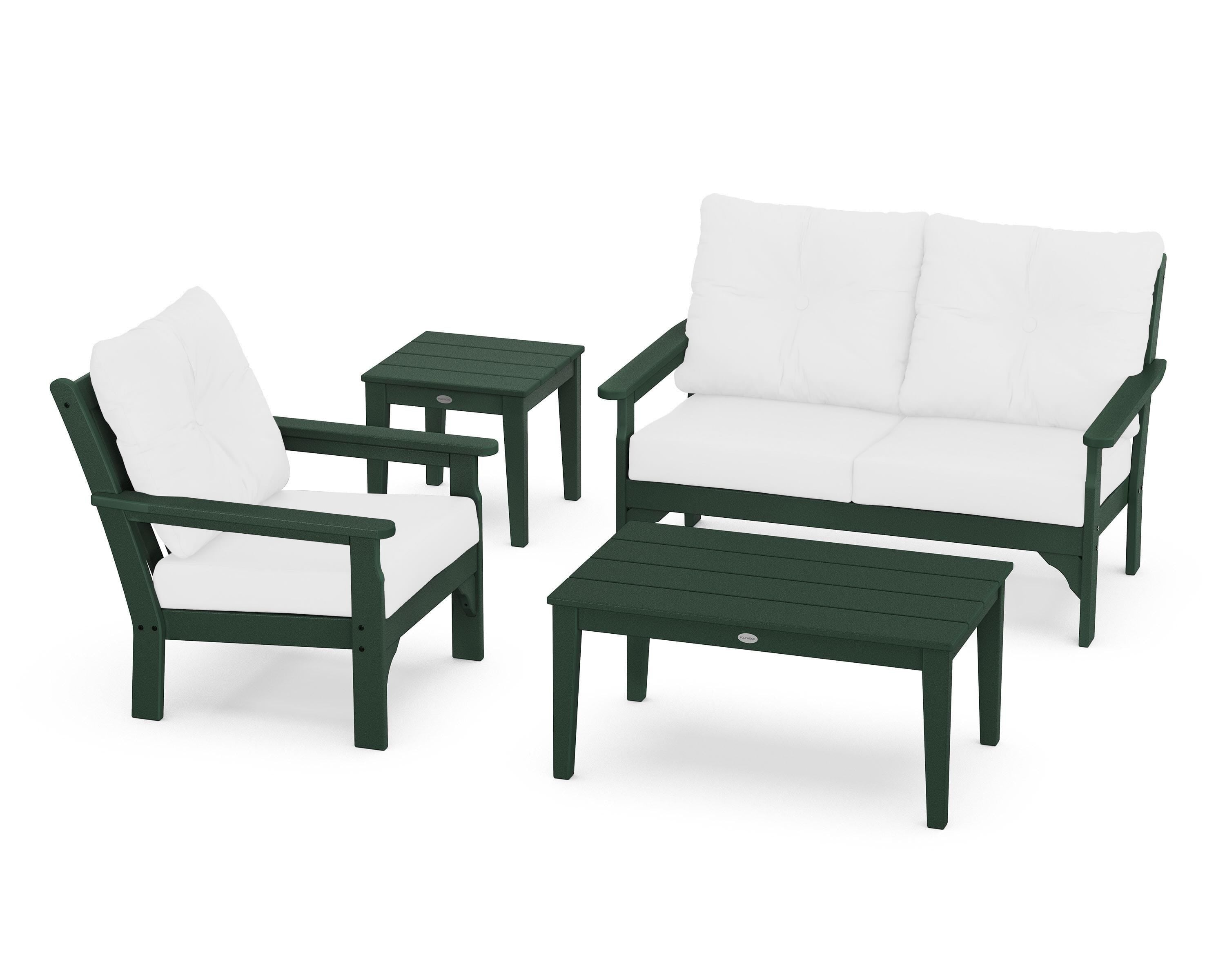 POLYWOOD® Vineyard 4-Piece Deep Seating Set in Green / Natural