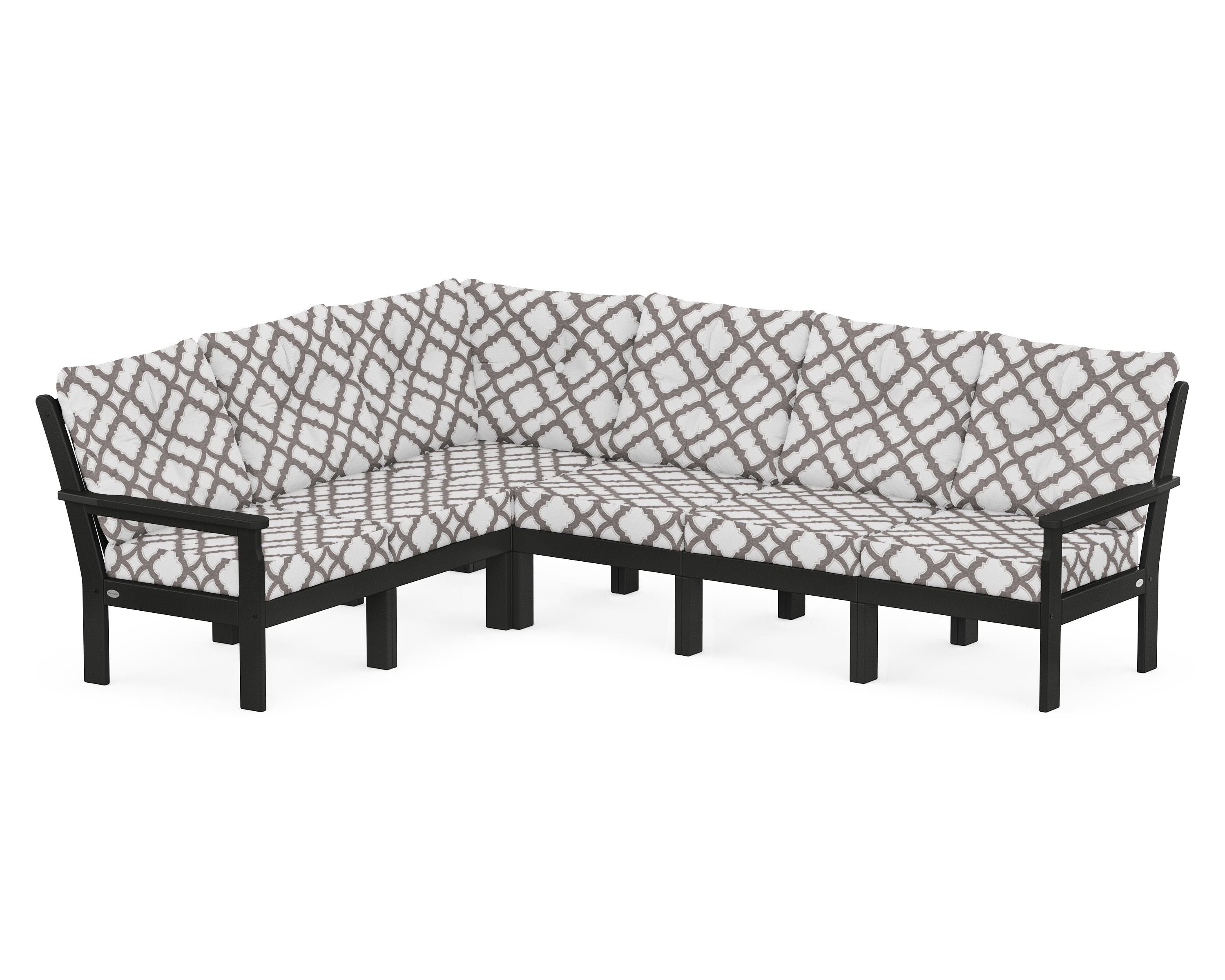POLYWOOD® Vineyard 6-Piece Sectional in Black / Trellis Grey Mist