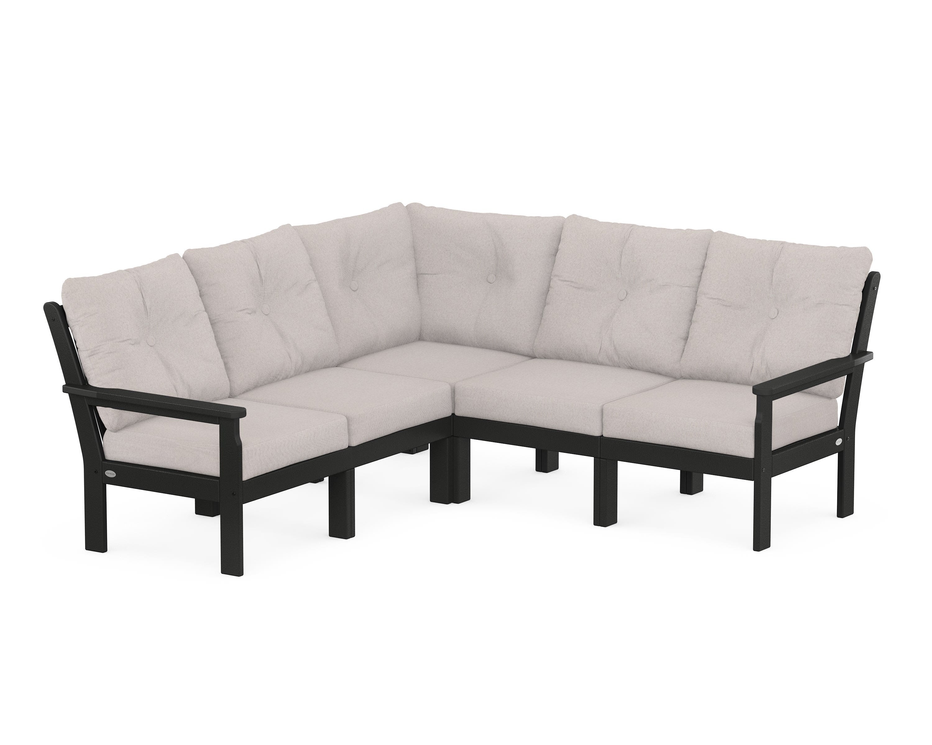 POLYWOOD® Vineyard 5-Piece Sectional in Black / Dune Burlap