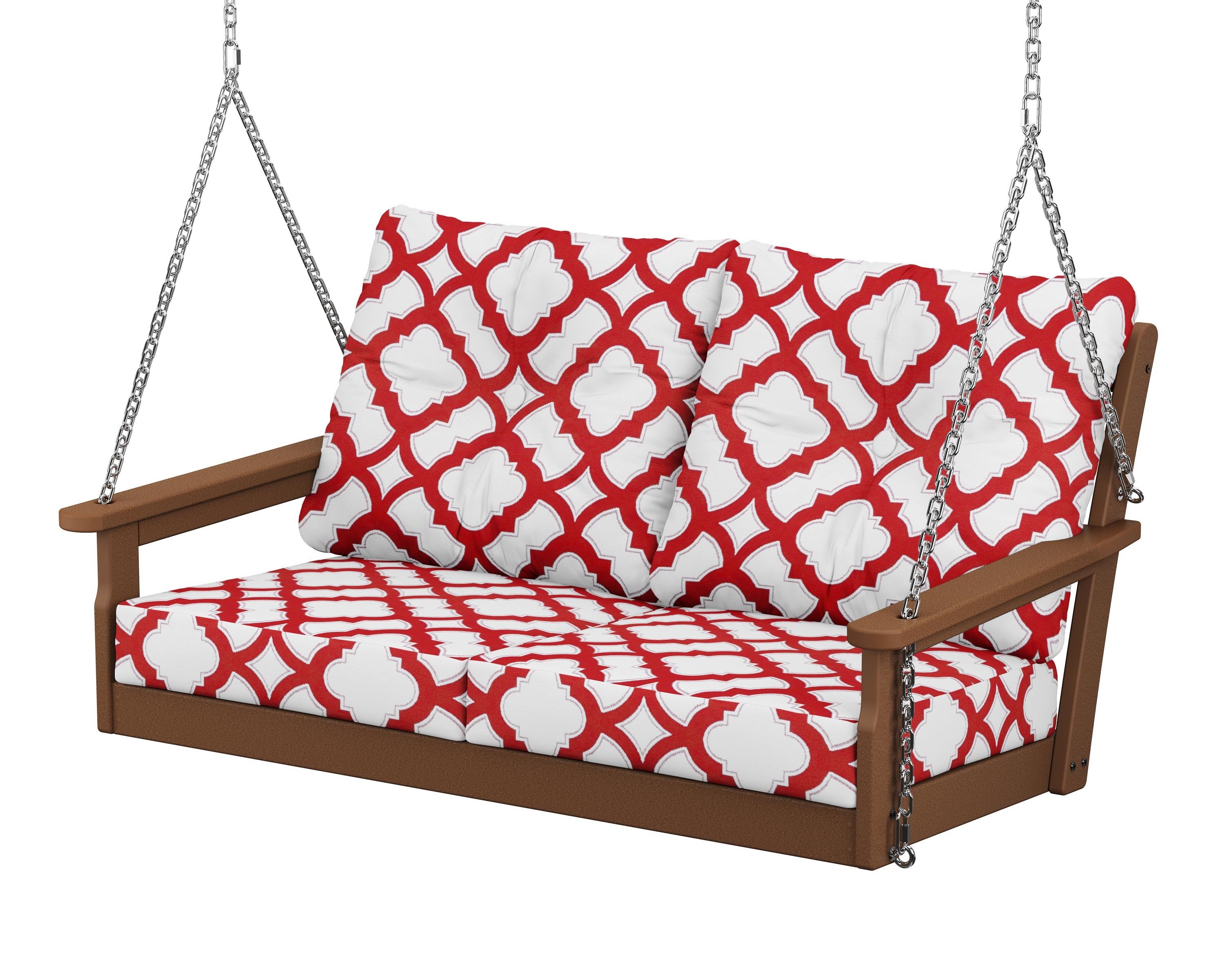 POLYWOOD® Vineyard Deep Seating Swing in Teak / Trellis Crimson