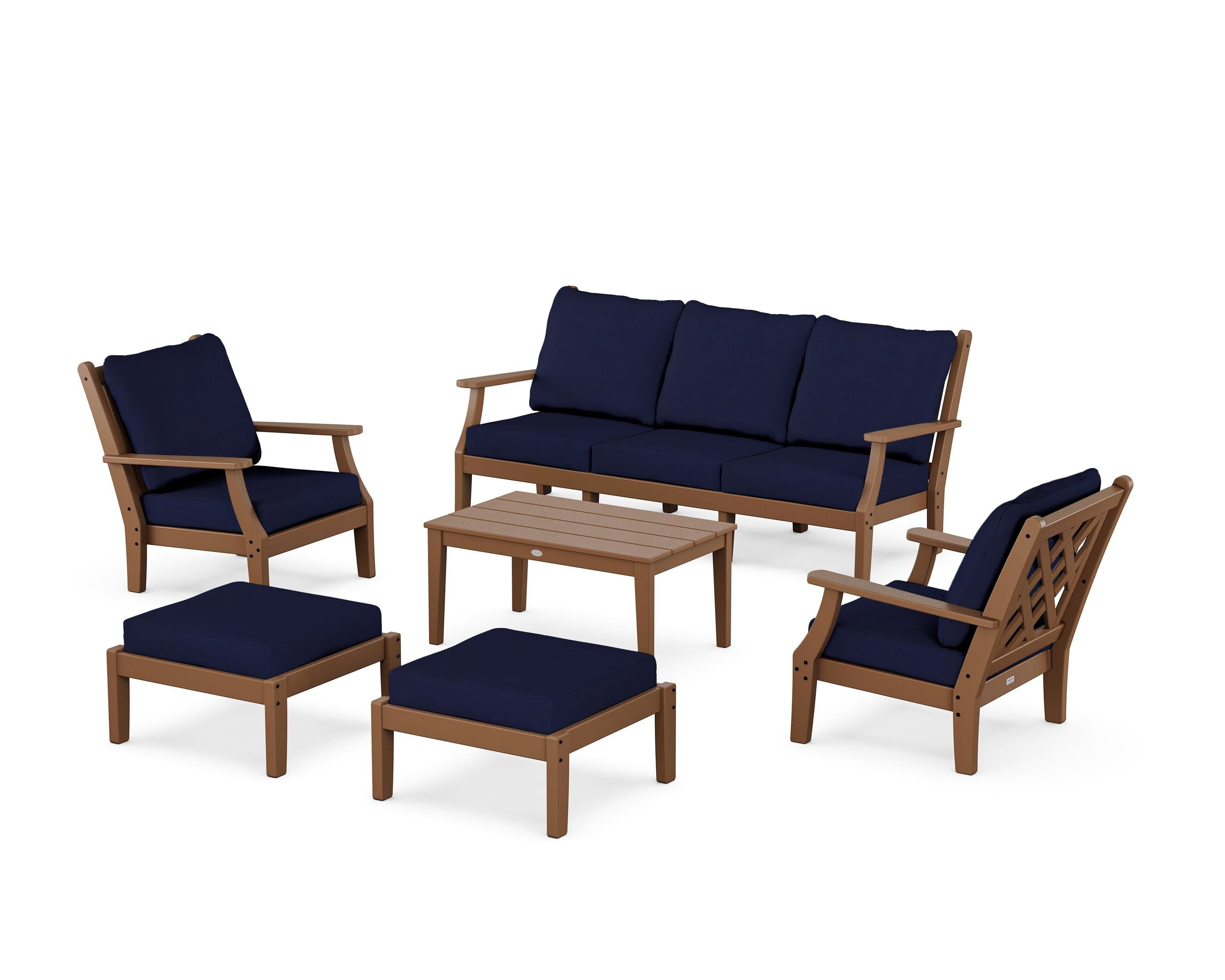 Country Living Wovendale 6-Piece Lounge Sofa Set in Teak / Navy