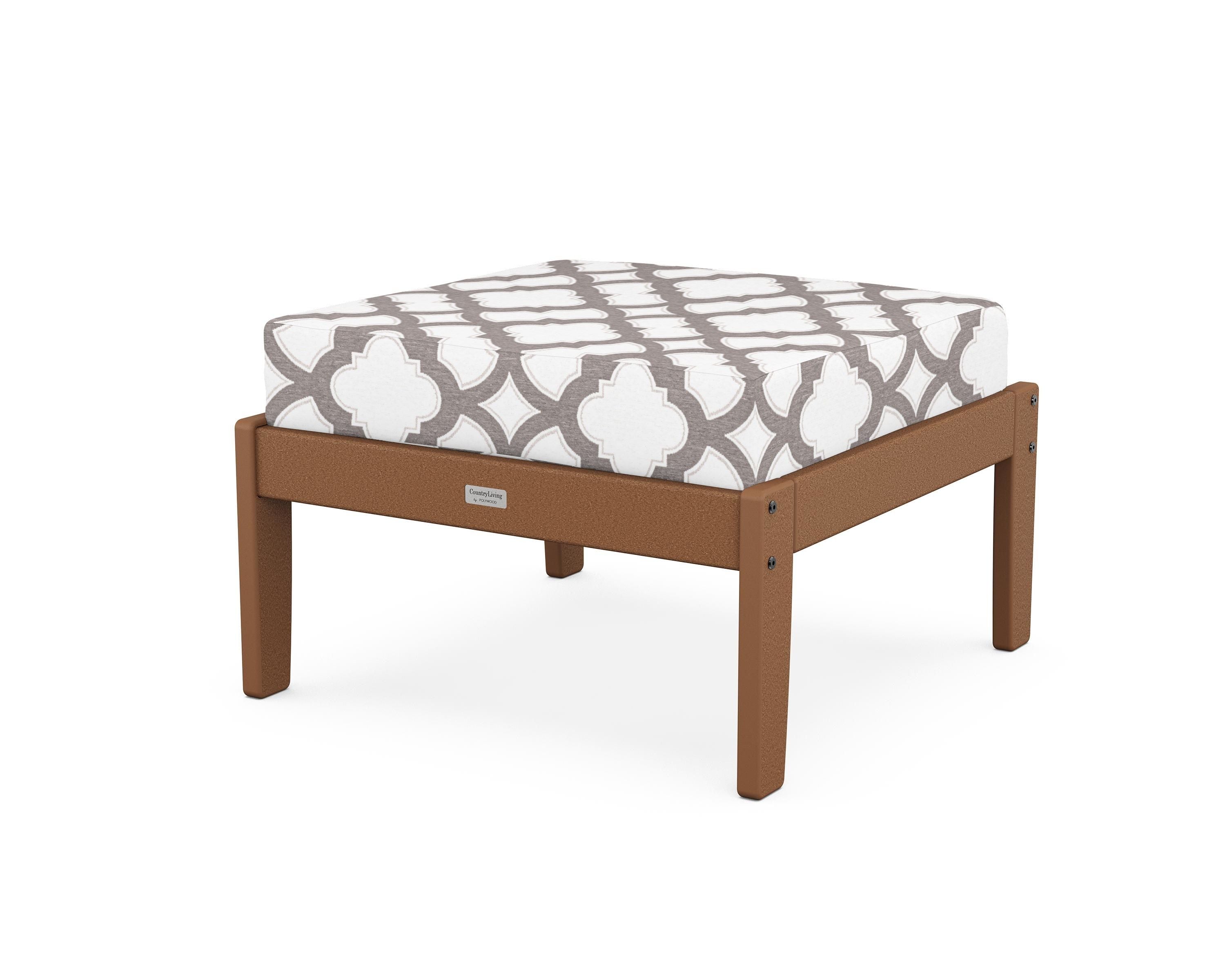 Country Living Cottage Deep Seating Ottoman in Teak / Trellis Grey Mist