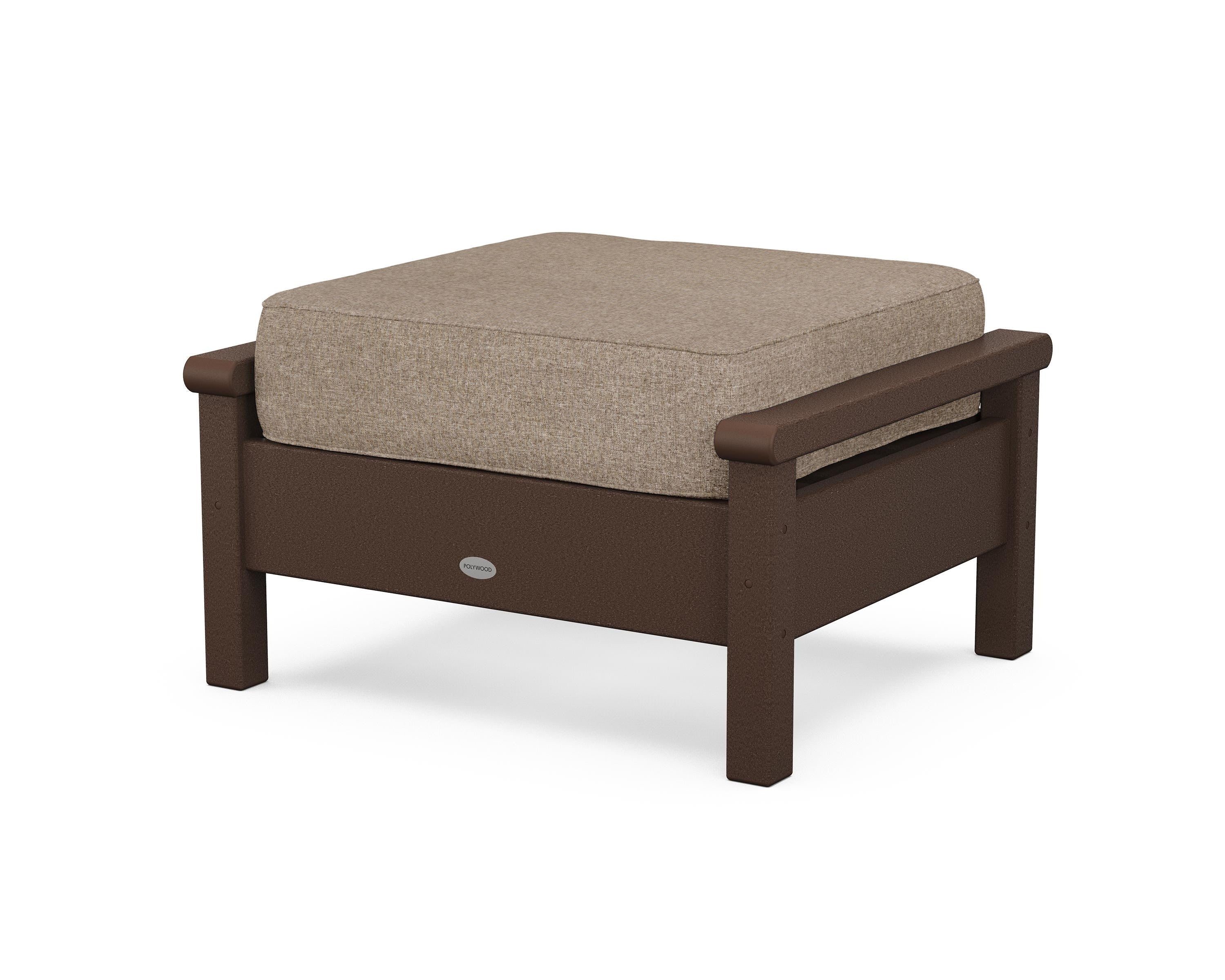 POLYWOOD® Harbour Deep Seating Ottoman in Mahogany / Spiced Burlap