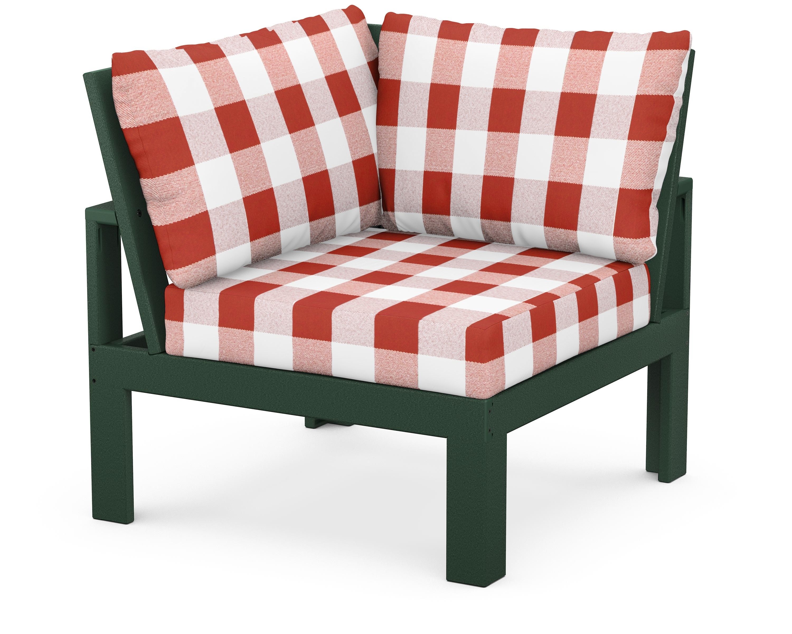 Unbranded Modular Corner Chair in Green / Buffalo Plaid Crimson