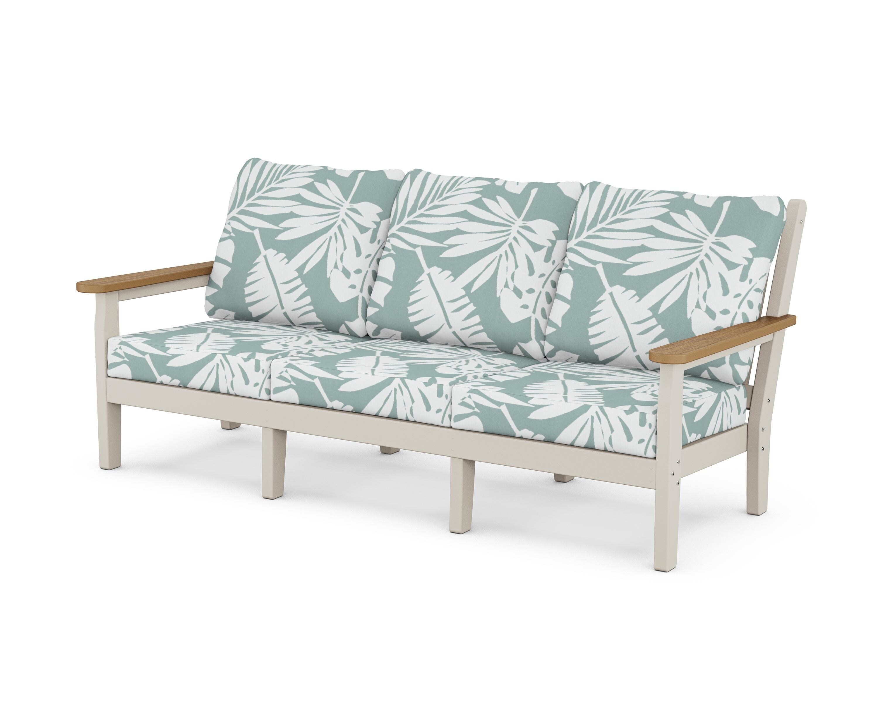 POLYWOOD® Chippendale Deep Seating Sofa in Sand / Natural / Leaf Glacier Spa