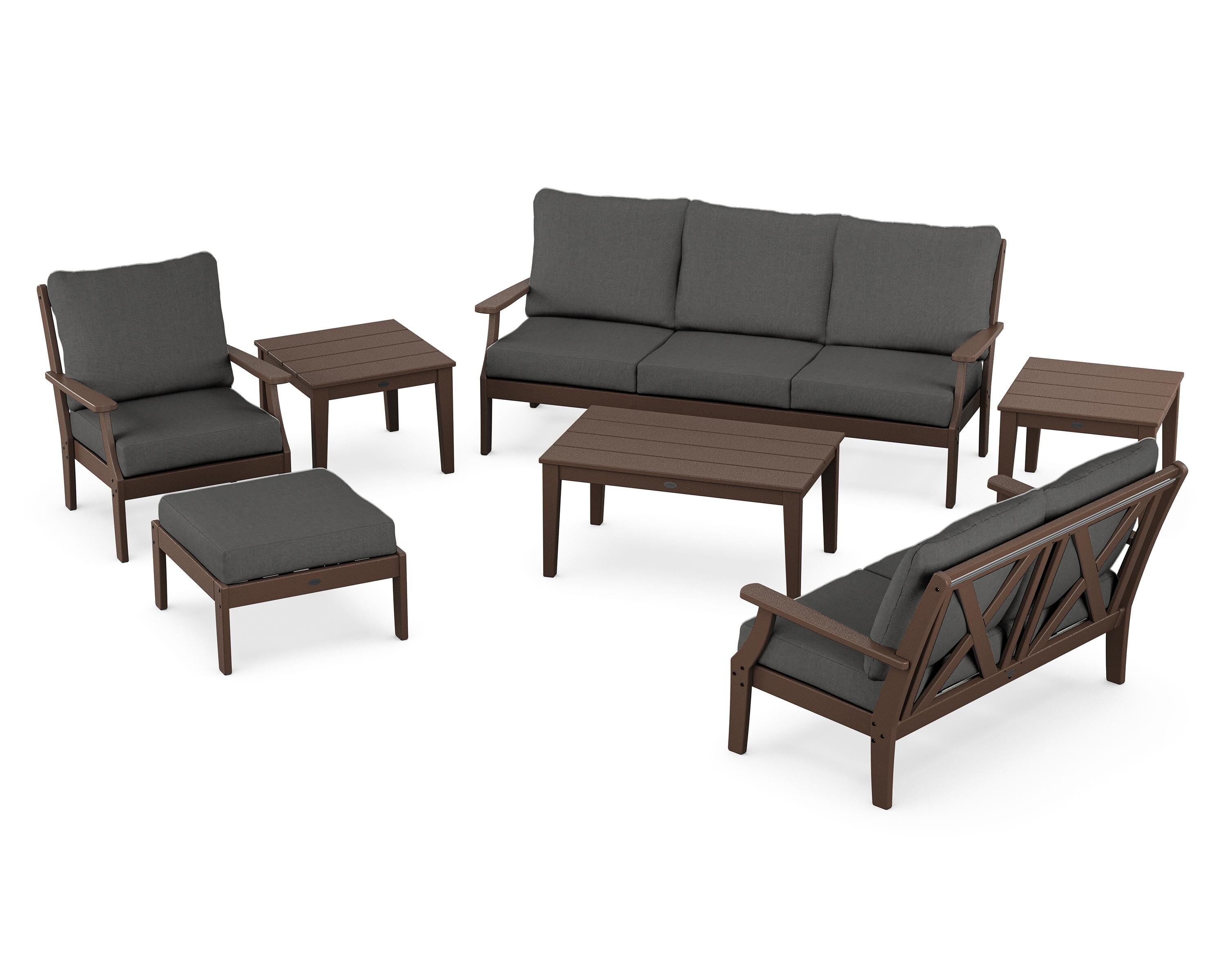 POLYWOOD® Braxton 7-Piece Deep Seating Set in Mahogany / Spectrum Carbon