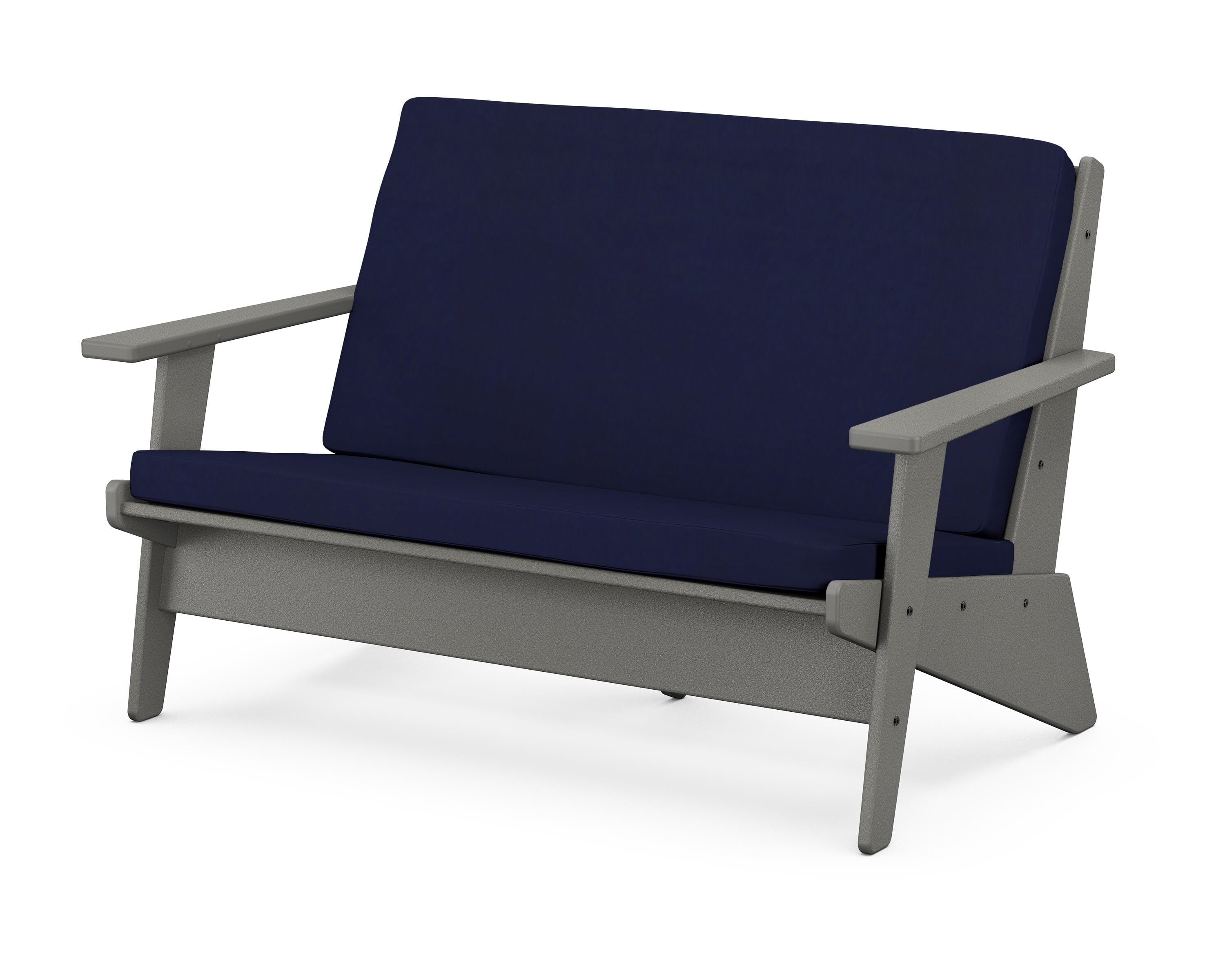 POLYWOOD® Riviera Modern Lounge Loveseat in Slate Grey / Navy