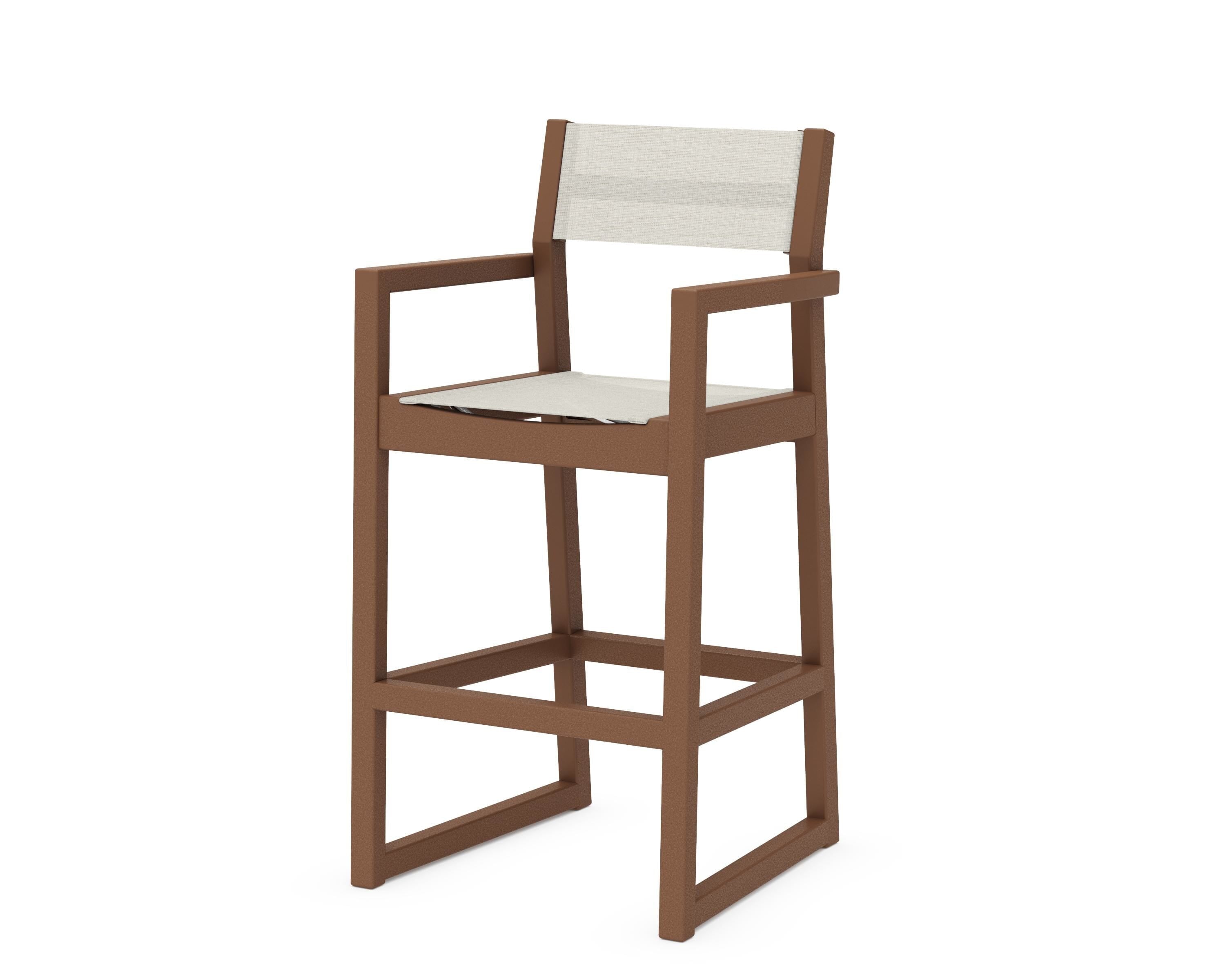 POLYWOOD® EDGE Sling Bar Arm Chair in Teak / Parchment Sling